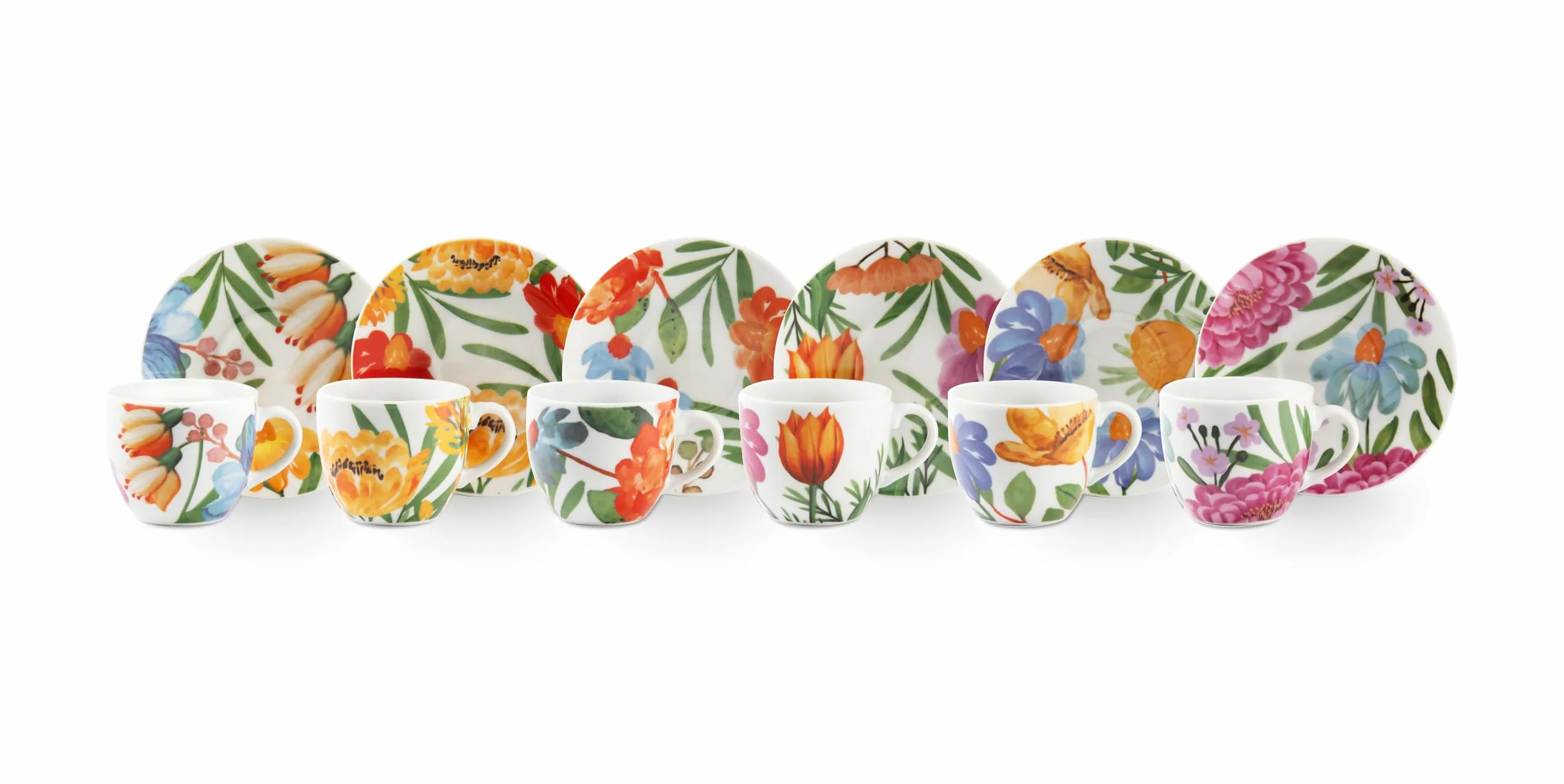 Excelsa Blooming Set 6 Tazzine da Caffè Porcellana 70 ml Multicolore