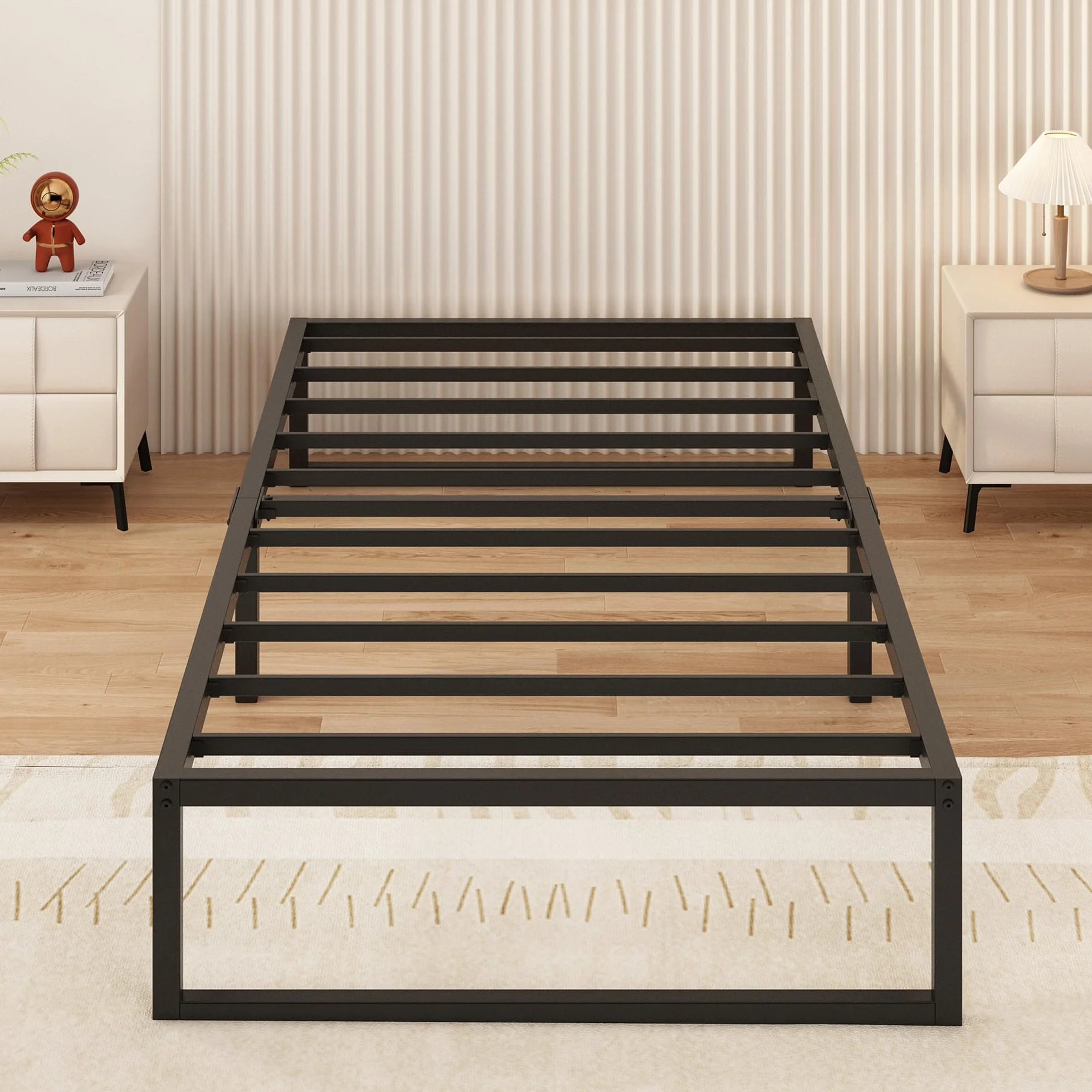 Yicensen Struttura Letto Singola 80x190 cm, Struttura Letto in Metallo, Supporto Solido, Facile da Montare, Design Silenzioso, Stile Moderno e Minimalista, Altezza 36 cm, Nero