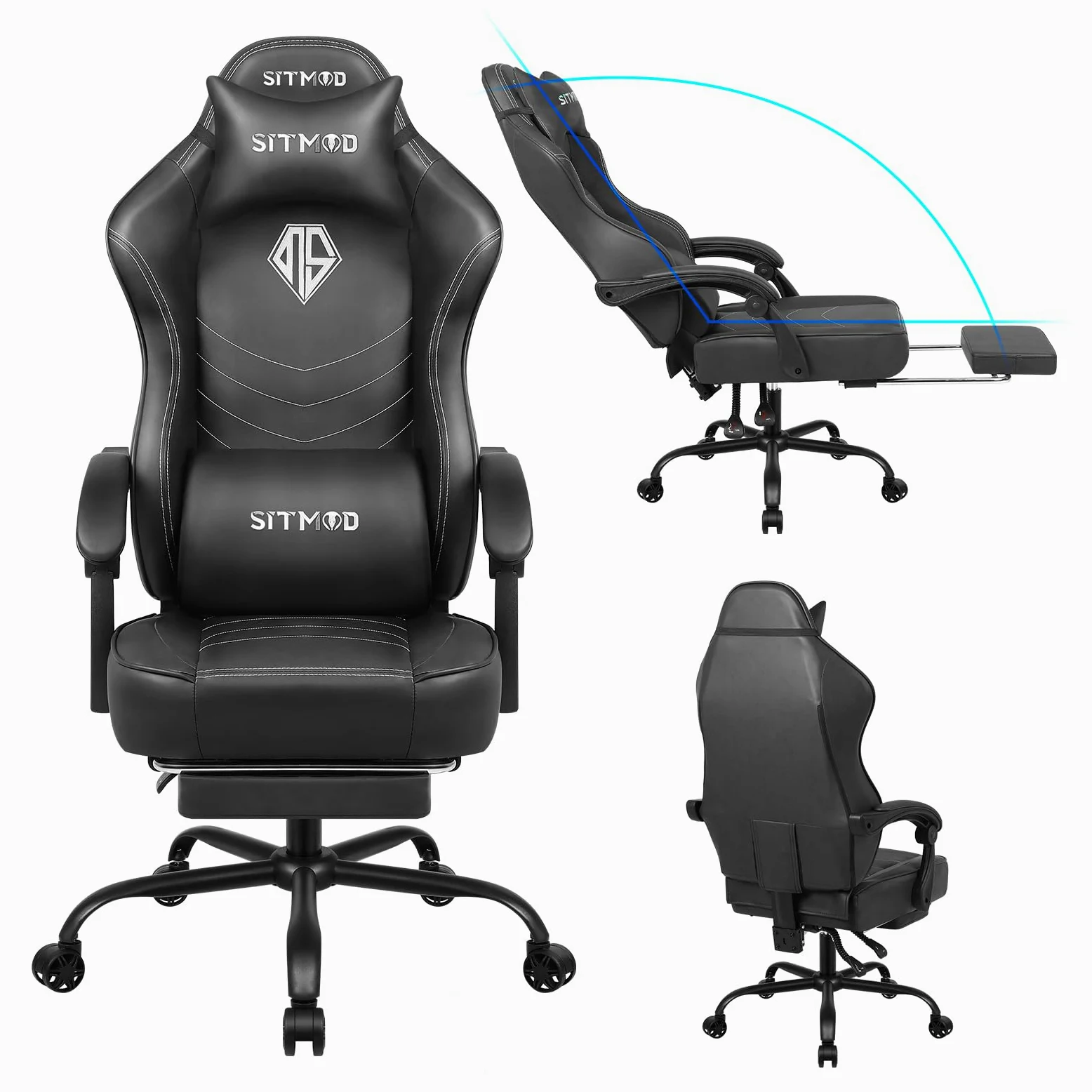 SITMOD Sedia Da Gaming Adulti, Sedie Da Gioco Grandi E Robuste Con Poggiapiedi E Supporto Lombare, Sedia Regolabile In Altezza E Reclinabile Per Computer Per Sala Giochi, Soggiorno E Ufficio