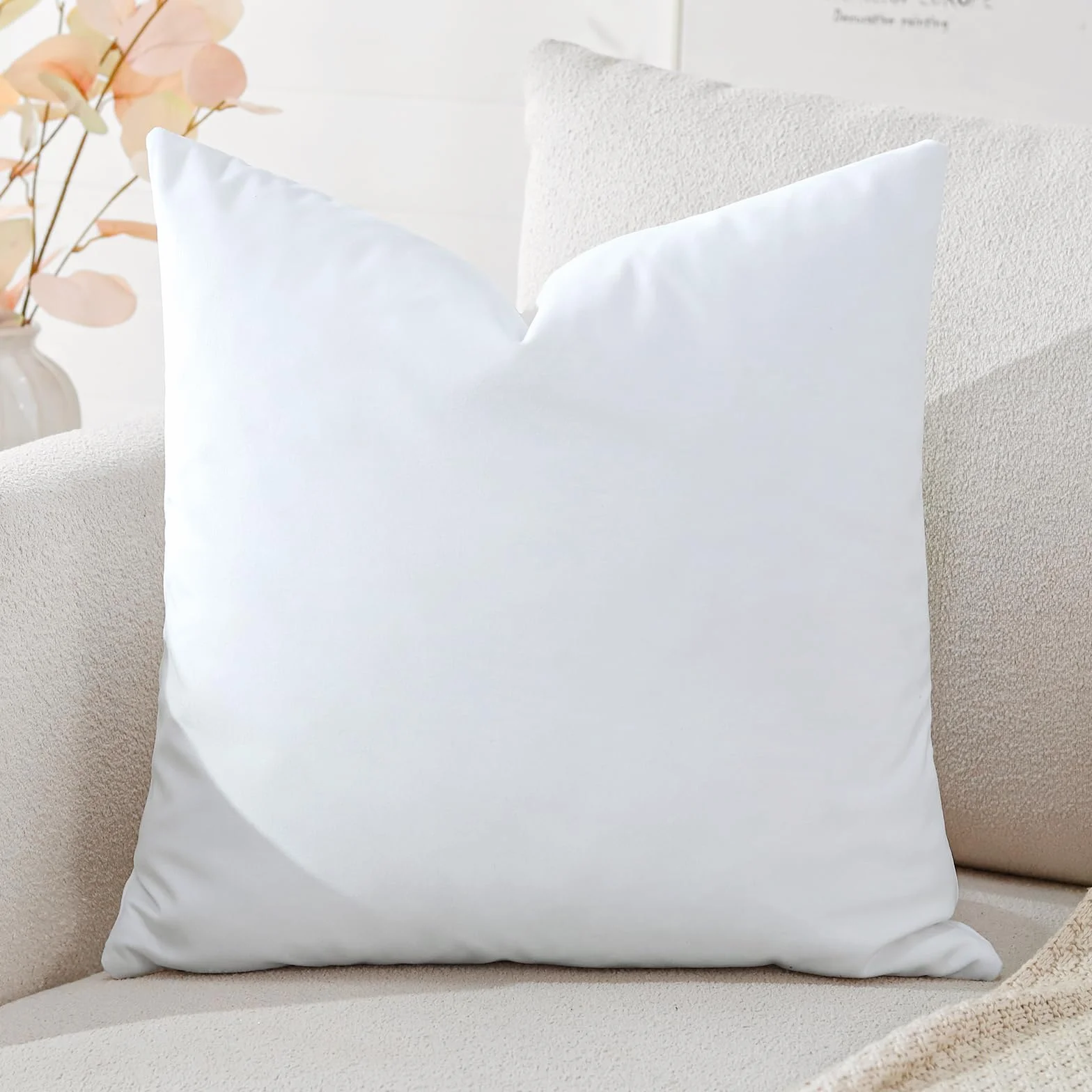 Artscope Federe Cuscini in Velluto Minimalista Copricuscino Colorato per la Decorazione Domestica Soggiorno Camera da Letto Divano 40x40cm, Bianco