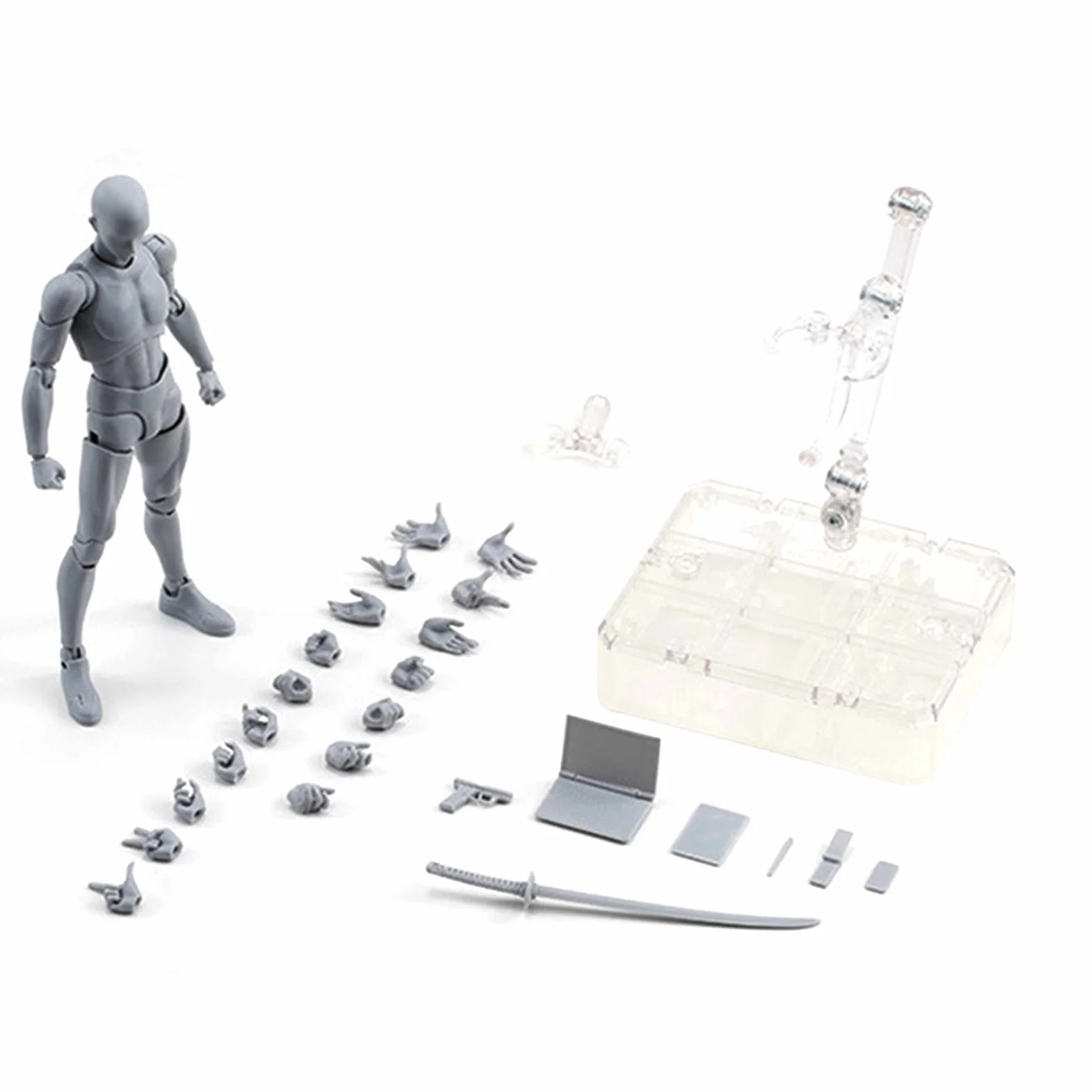 DX Set PVC Azione Manichino per Artisti Modello Disegno Colore Grigio Corpo