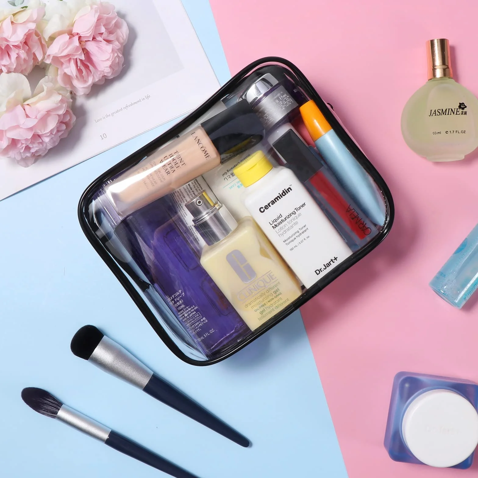 Oderra Borse da Valigia Trasparente, TSA Borsa Viaggio per il Trasporto di liquidi, Beauty Case Impermeabile per Cosmetici, Donna/Uomo