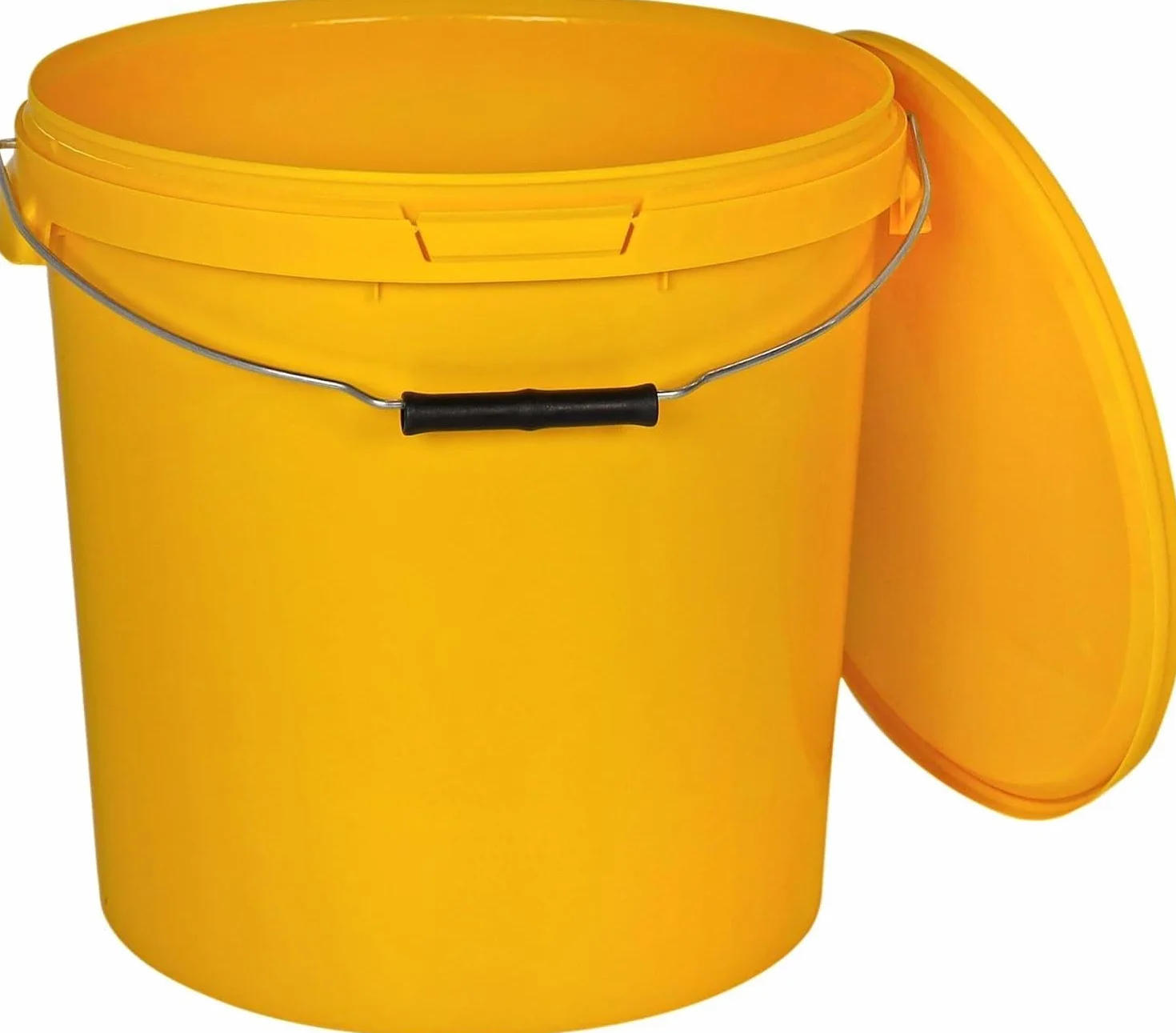 BenBow Secchio con coperchio, 30 l, giallo, 1 x 30 litri - Alimentare stabile ermetico a prova di perdite neutro inodore contenitore in plastica con manico in metallo vuoto - per uso domestico