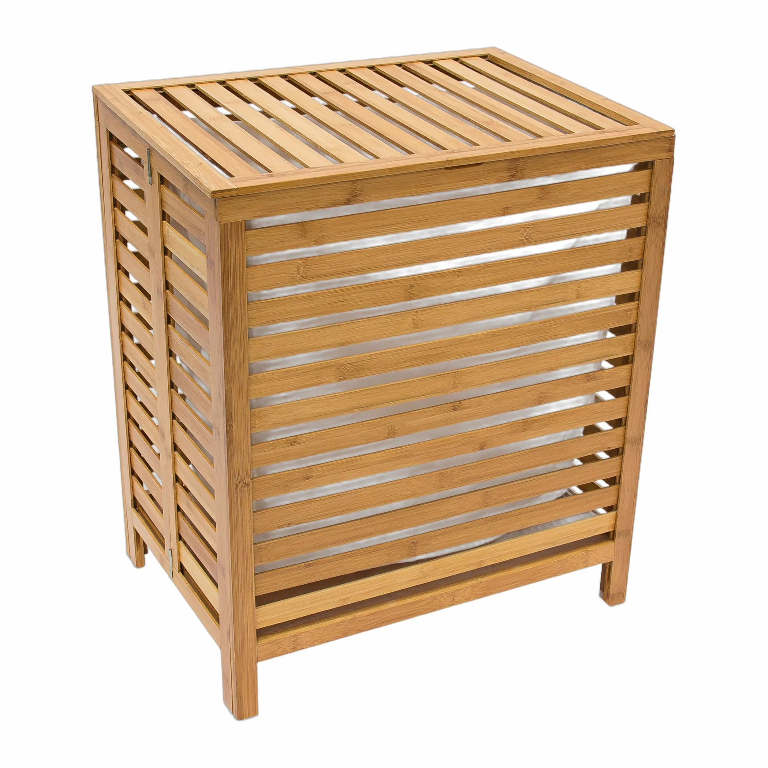 Relaxdays Cesta Portabiancheria, bambù, HBT: 60 x 50,5 x 35,5 cm, Accessorio da Bagno, con Coperchio, Marrone
