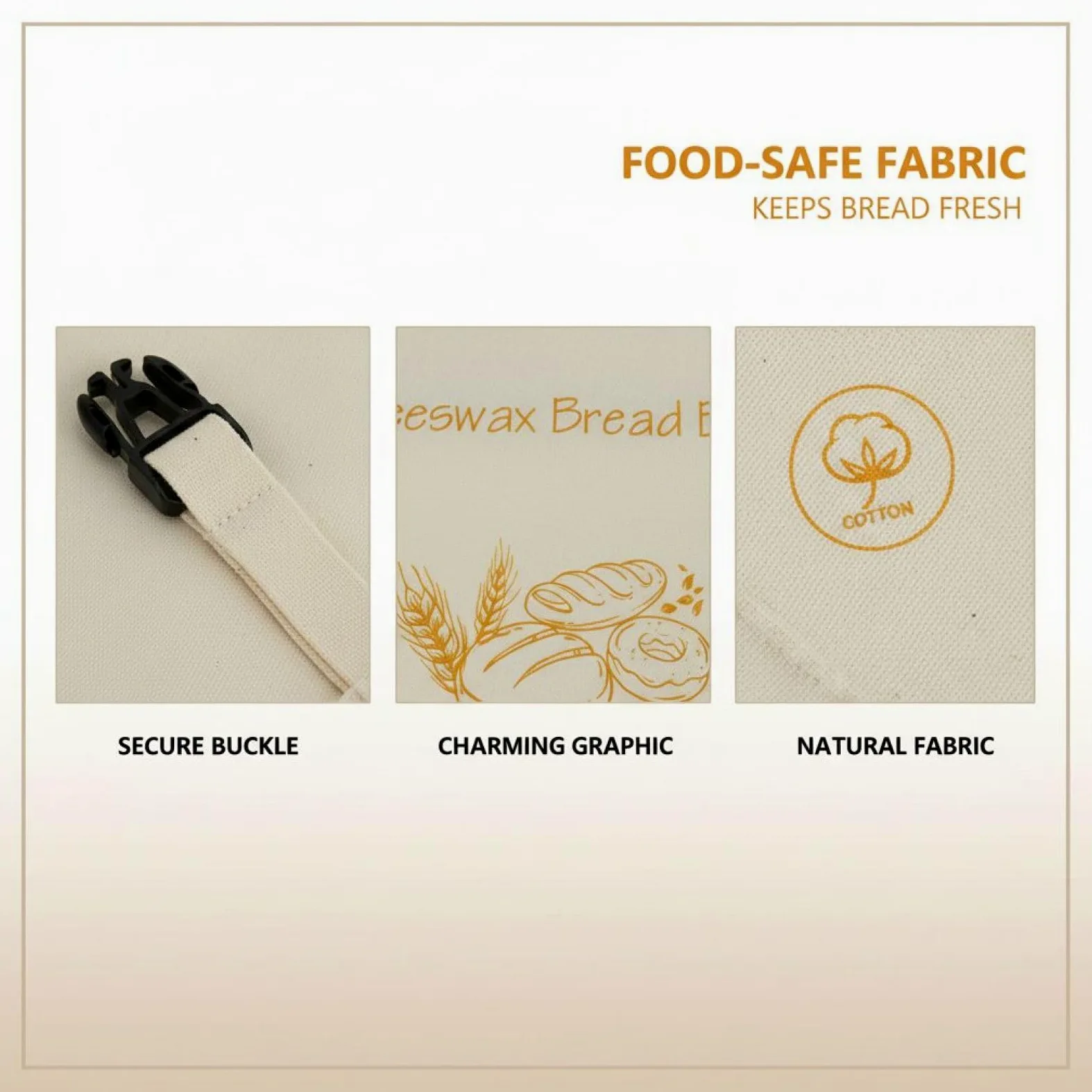 2 sacchetti per pane in cera d'api con fibbia, riutilizzabili, in cera d'api, beige, 18 x 13 x 6,1 cm, per pasta madre fatta in casa, aiutano a mantenere il pane fresco