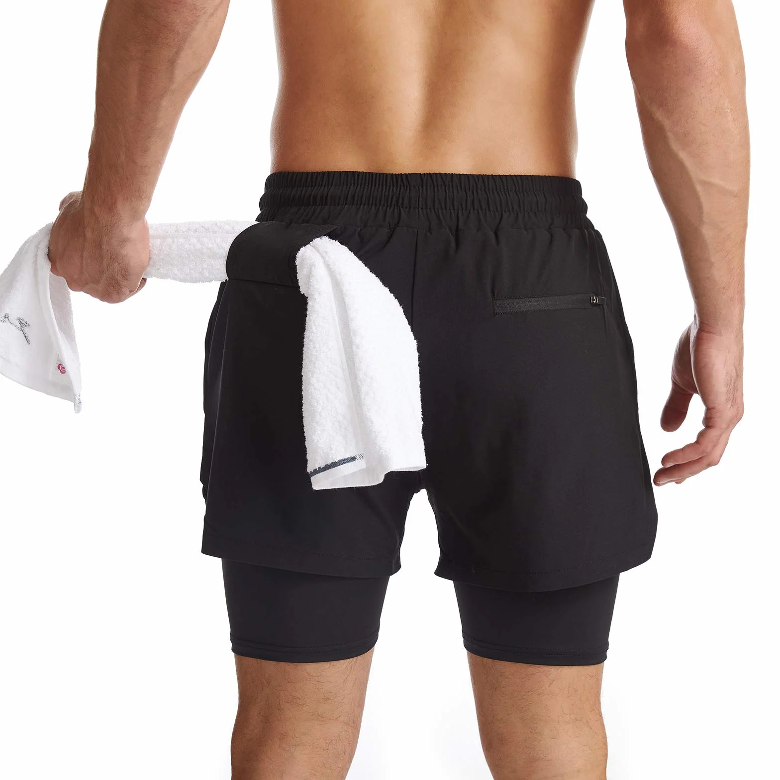 Pantaloncini Sportivi da Uomo Running Shorts Asciugatura Rapida 2 in 1 con Tasca per Jogging Tennis Fitness