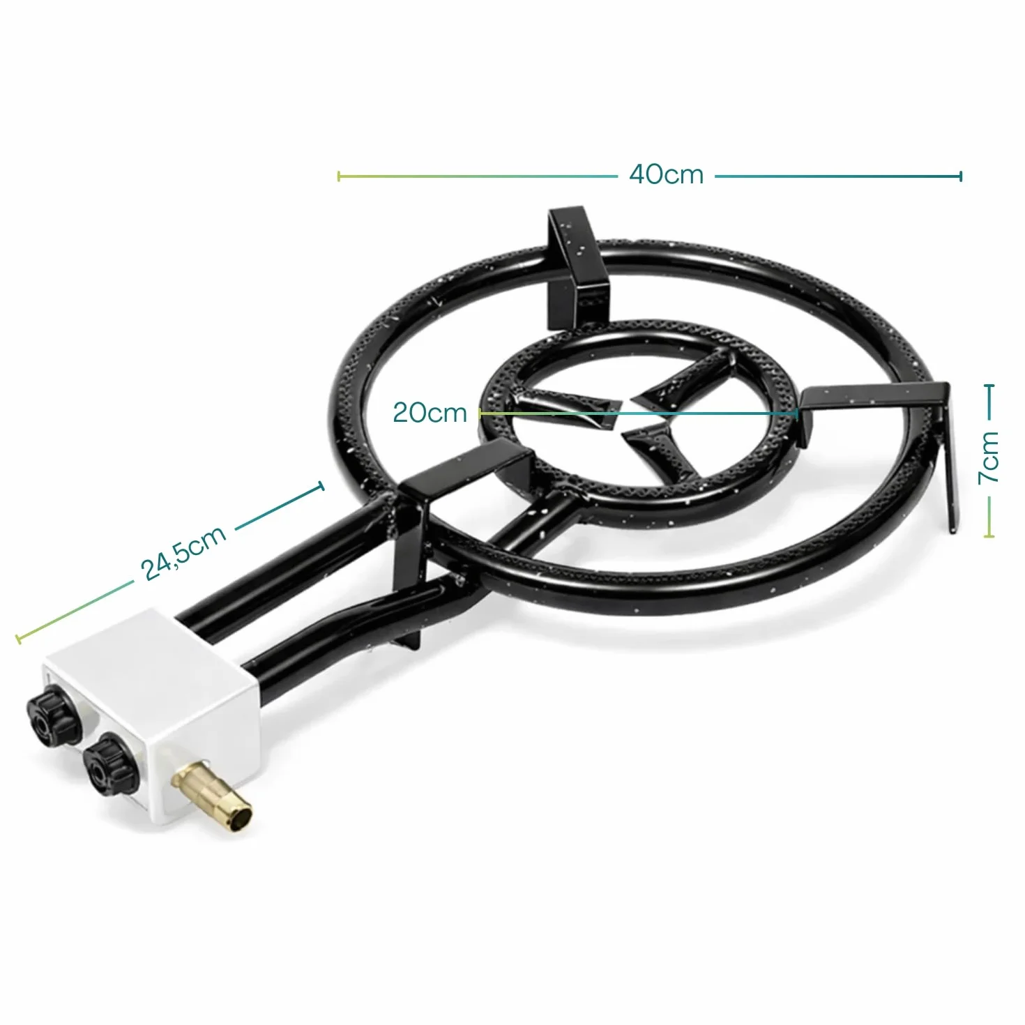 PALUPLUS Bruciatore a Gas per Padelle o Paellera, Diametro 40 cm, Bruciatore a 2 Fuochi in Acciaio Smaltato con Doppio Regolatore Fiamma, Adatto a padelle da 30 a 60 cm, Potenza 11,4 Kw -4000F