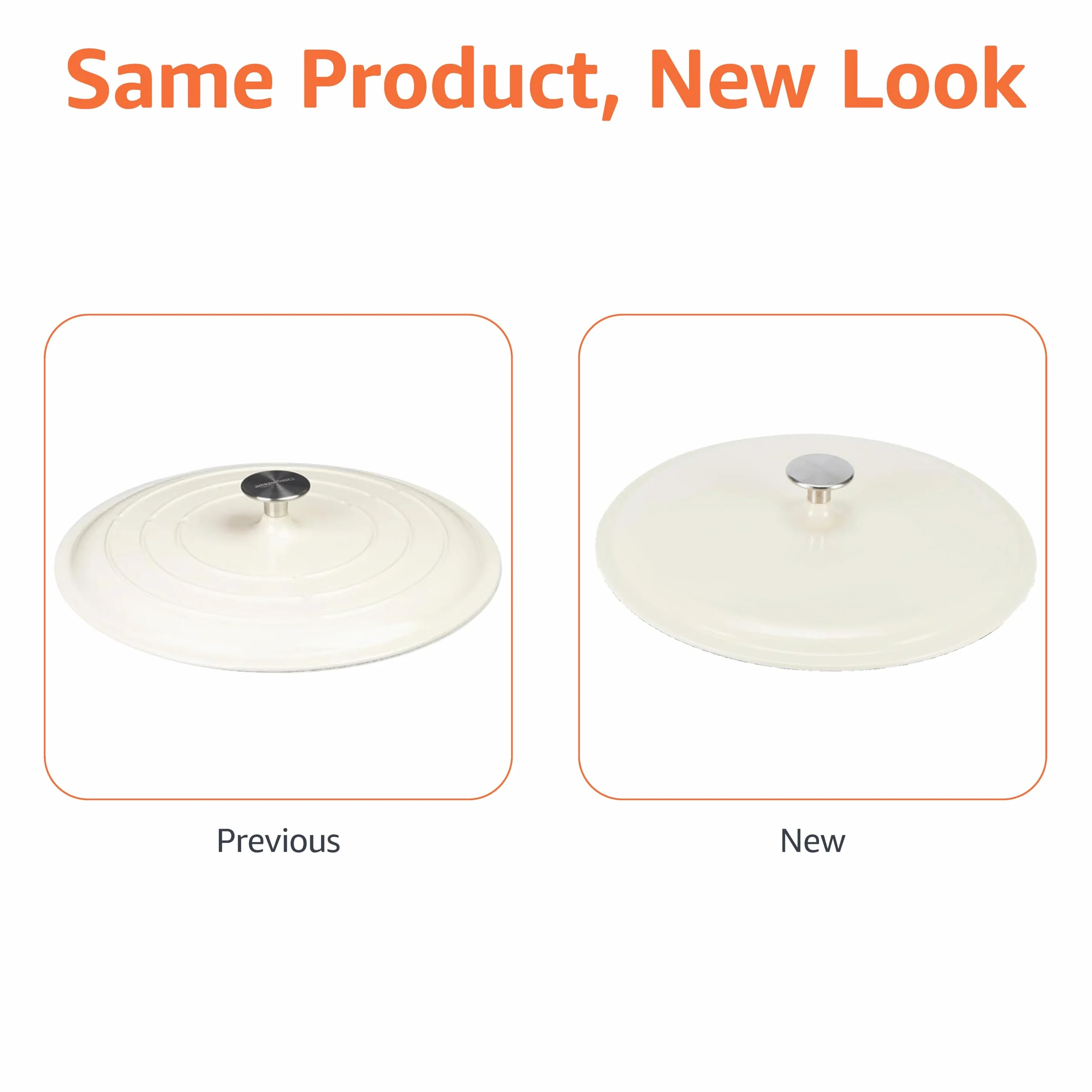 Amazon Basics Casseruola bassa in ghisa smaltata, Rotondo, 3,1 L, Bianco