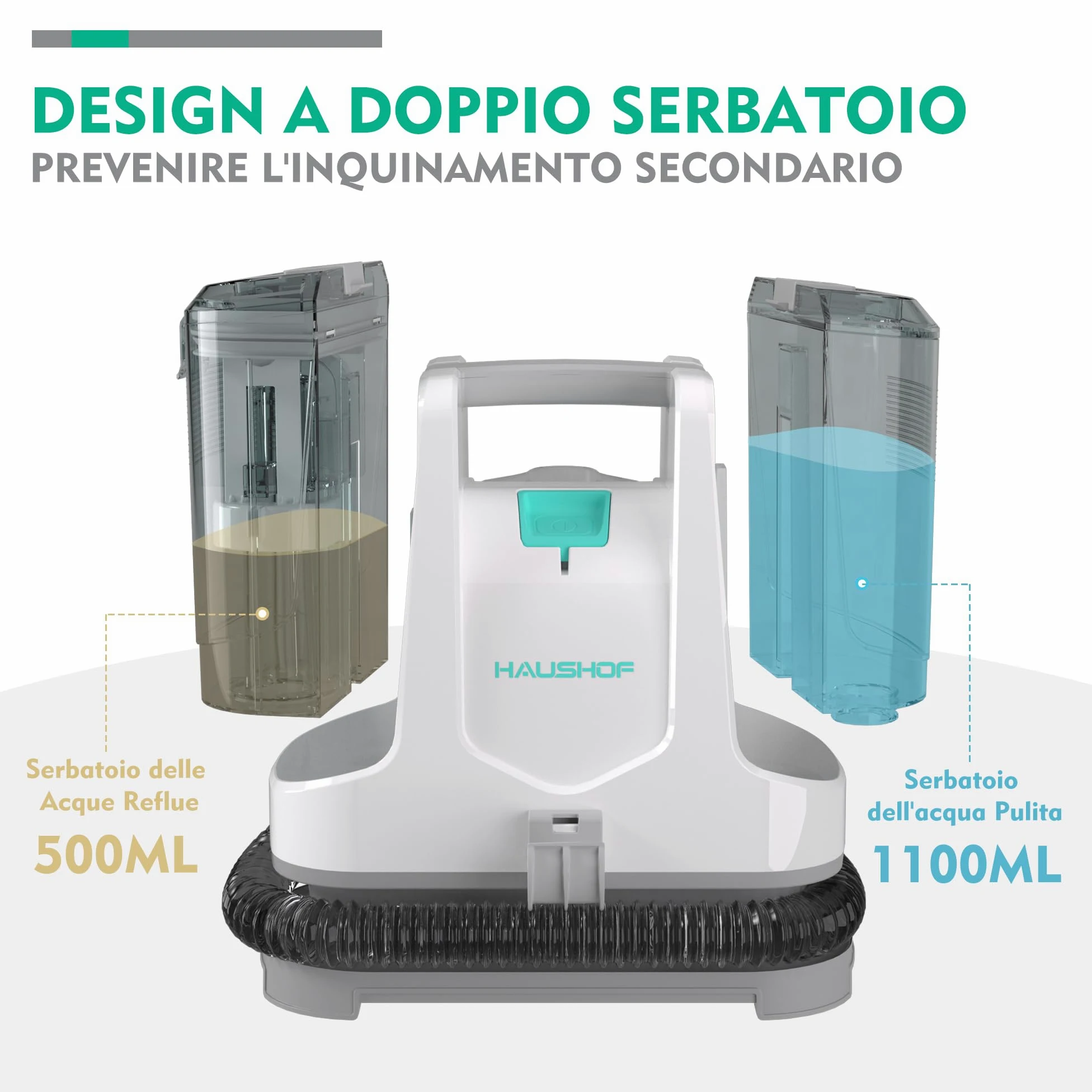 HAUSHOF StainZapper - Lavatappeti Portatile, Lava Divano ad Acqua, Lava Tappezzeria 400W, Ideale per Pulisci Scale, divano, Sedili Auto, Moquette e Tappeti, lava divani e aspira acqua