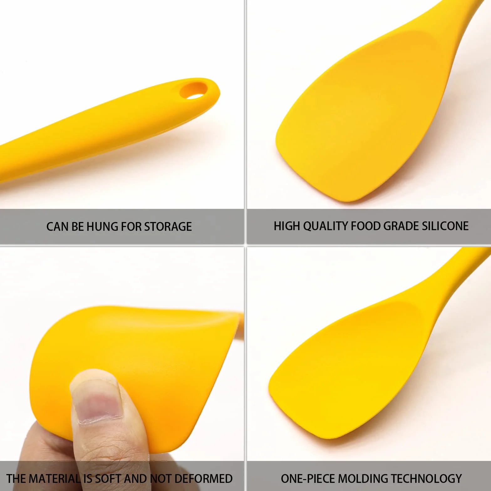 Set di utensili da cucina in silicone antiaderente con supporto in ferro, 11 pezzi (giallo)