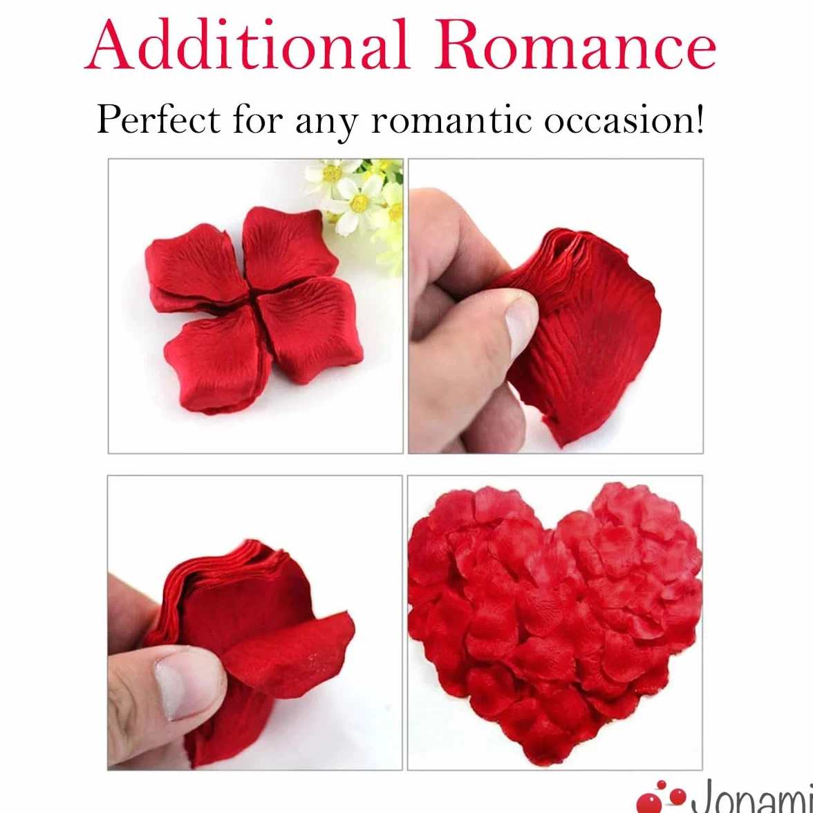 Jonami Petali di Rosa in Seta Artificiale Rossi per Decorazione Romantica 1200 pz
