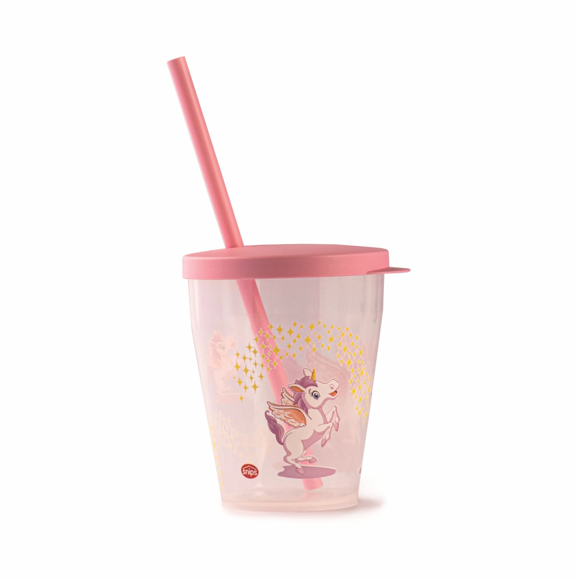 Bicchieri Riutilizzabili con Coperchio e Cannuccia 385 ml Set 4 Pezzi Unicorno Made in Italy