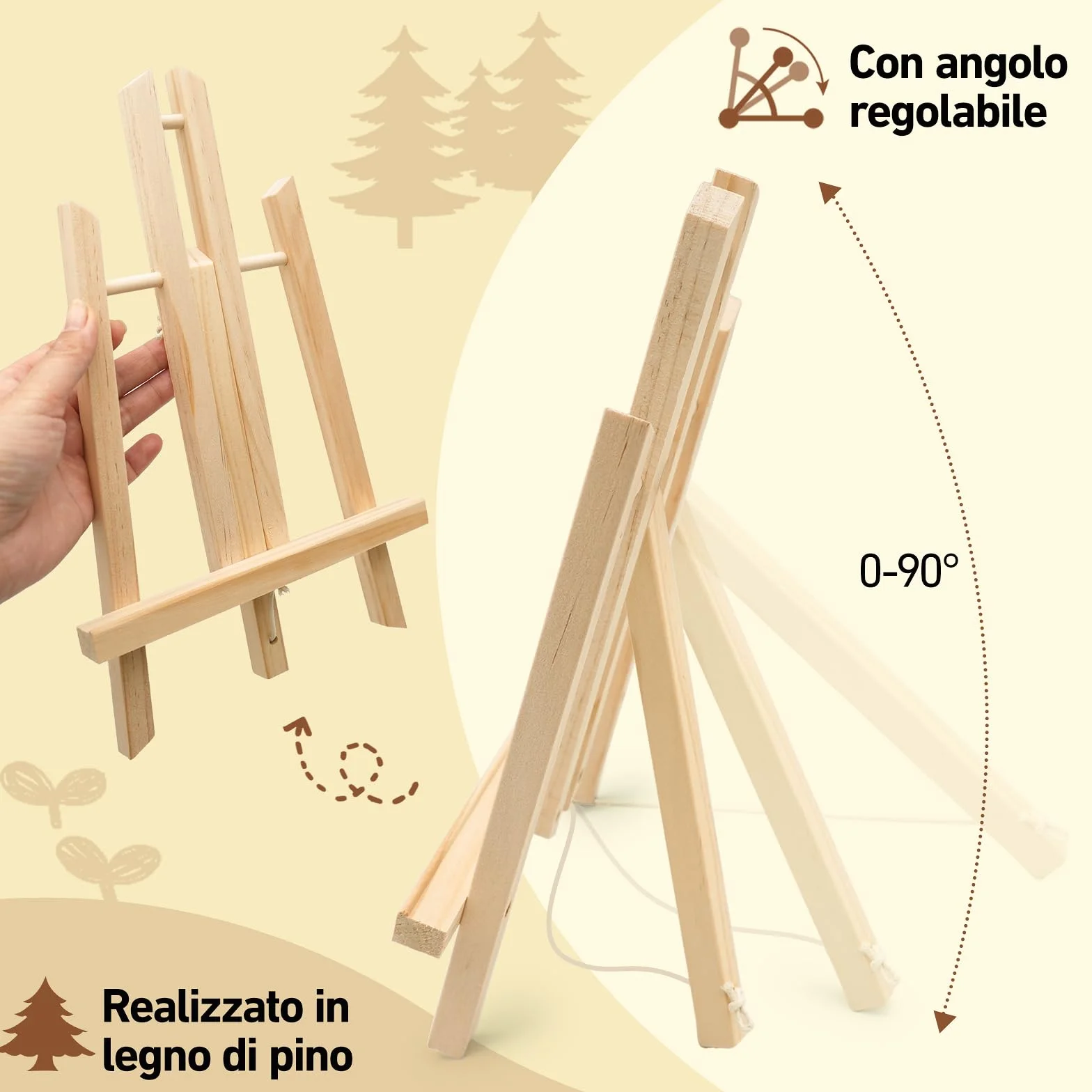 Cavalletto da Tavolo in Legno per Bambini Pieghevole 30 cm 40 cm Pino Massiccio 2 Pezzi