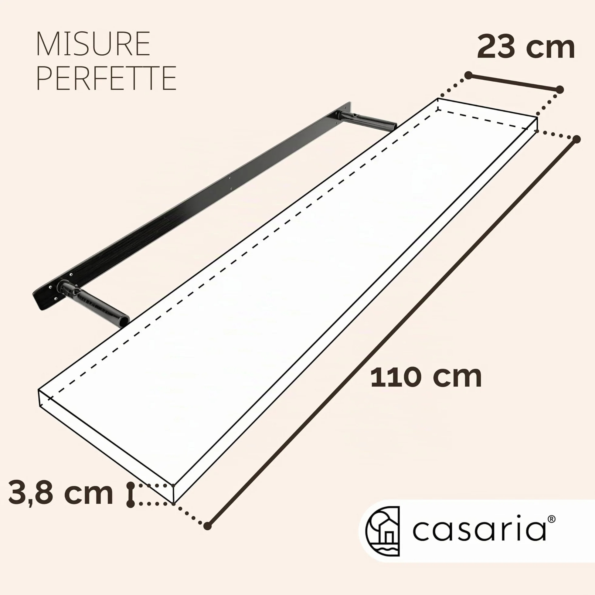 Casaria Mensola da Parete Legno 110cm Supporto Pensile 15kg Cucina Libreria Quercia Scura