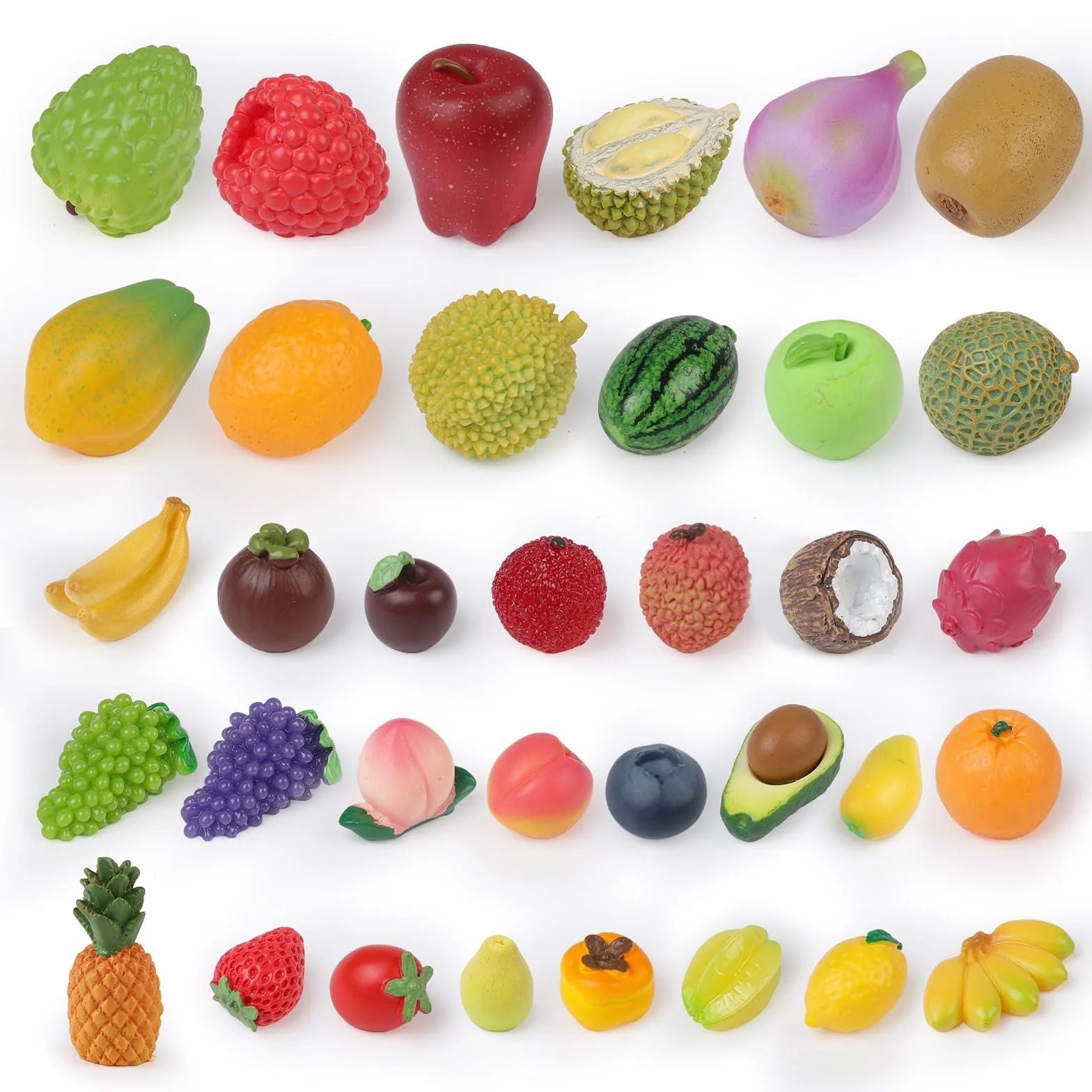 Mini Frutta Artificiale in Resina 35 Pezzi Fragola Limone Banana Decorazione