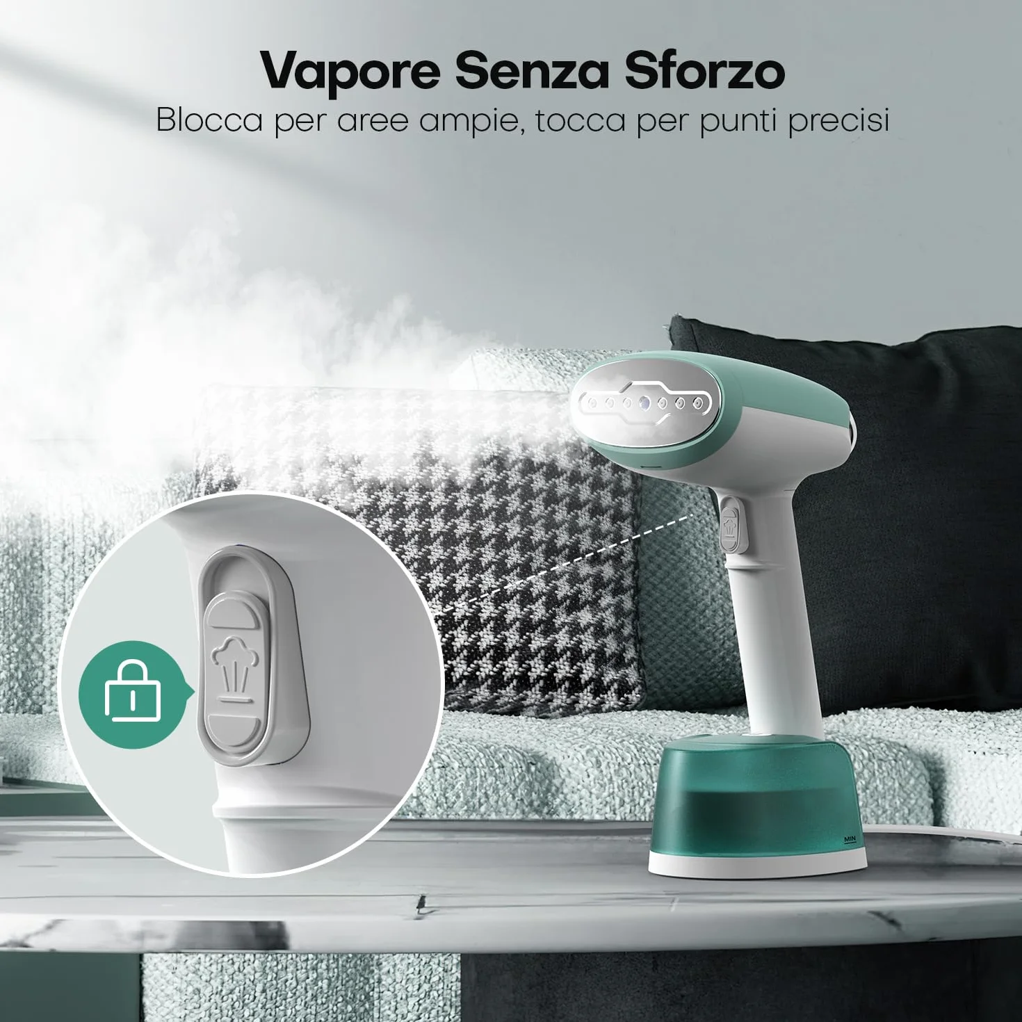 AROEVE Ferro da Stiro Verticale 1500W, Stiratore Verticale con Serbatoio 365ml, 2 Modalità Vapore, Vapore Continuo 30 g/min, Portatile per Casa