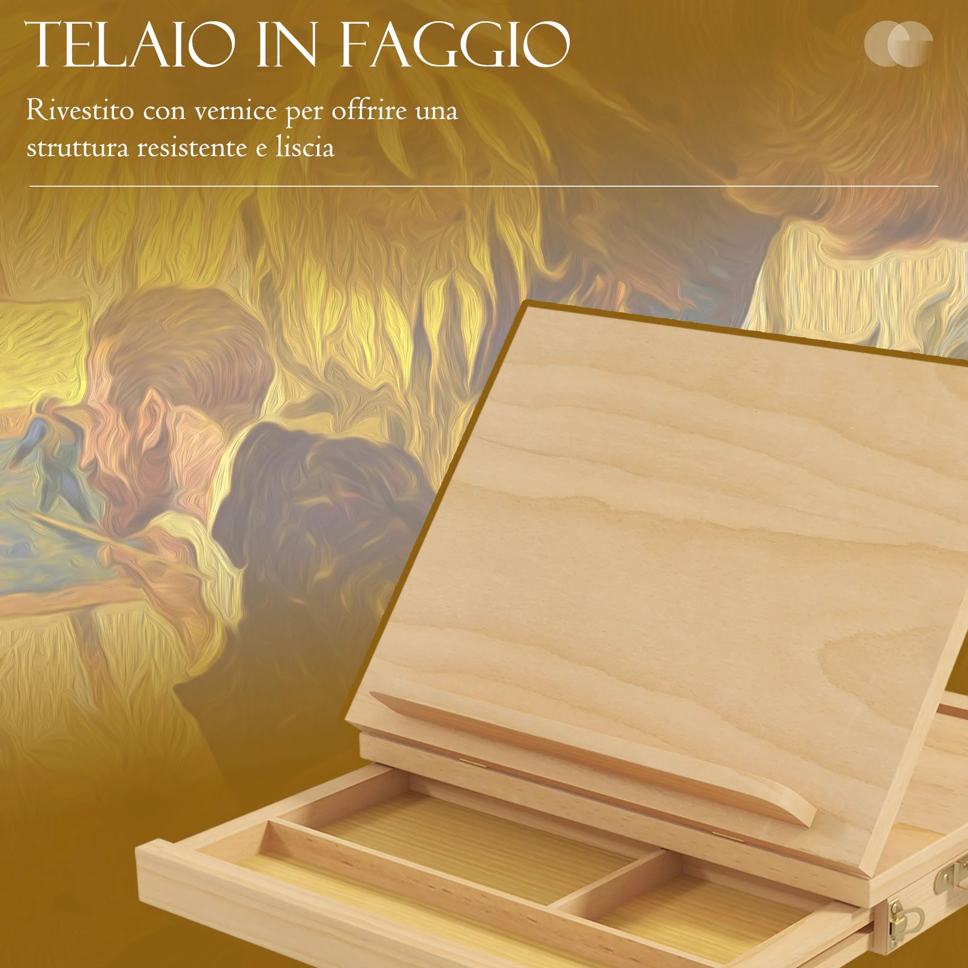 Vinsetto Cavalletto per Pittura Pieghevole Legno Faggio Angolazione Regolabile 33.5x26x26 cm