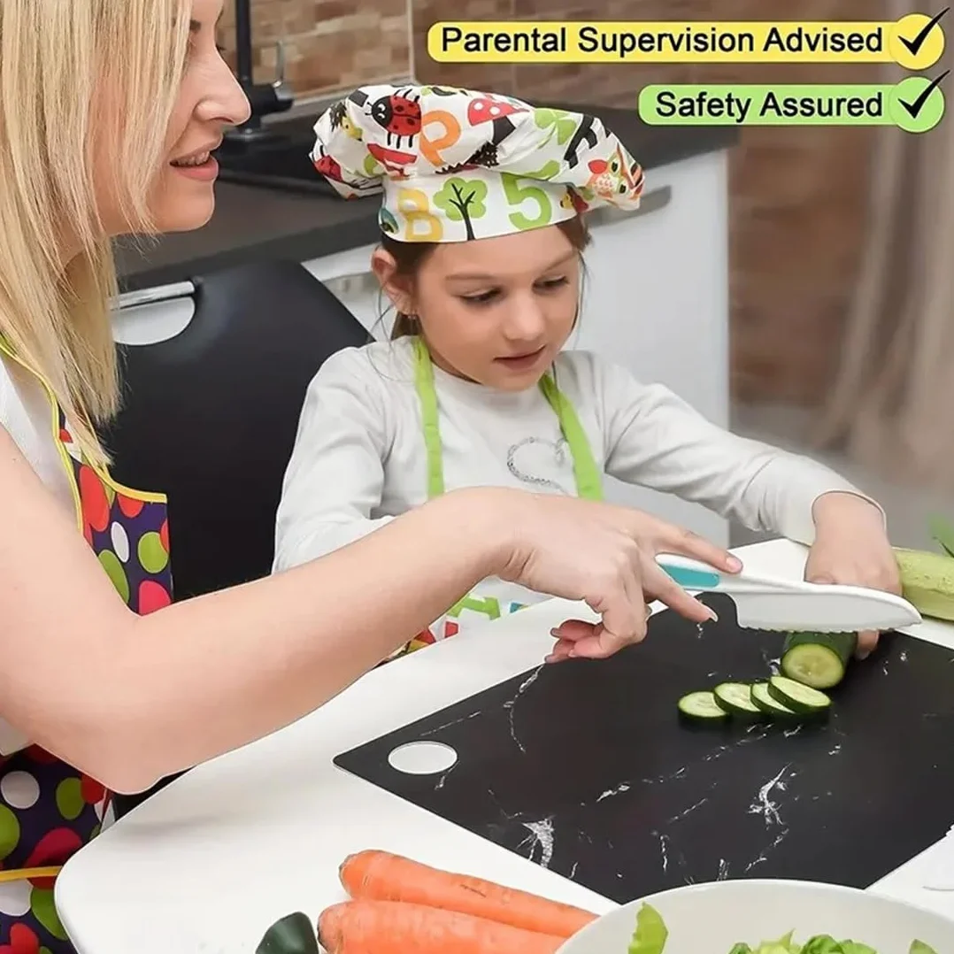 3 coltelli da cucina per bambini, di sicurezza, per tagliare frutta o verdura, regalo perfetto per la notte del vino, compleanno, per bambini dai 3 anni in su