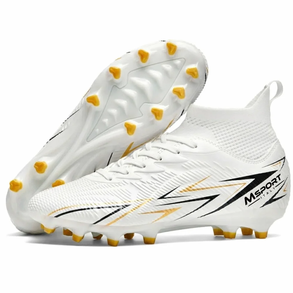 Scarpe da Calcio Bambini/Ragazzi con Tacchetti – Antiscivolo, Leggere e Confortevoli – Ideali per Erba Naturale e Sintetica