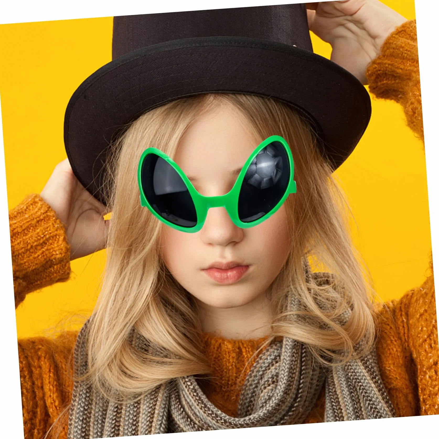 CLISPEED 2 Pezzi Occhiali da Sole Cosplay Festa Lenti Grigie Montatura Verde Accessori Party Photobooth Costume Alieno