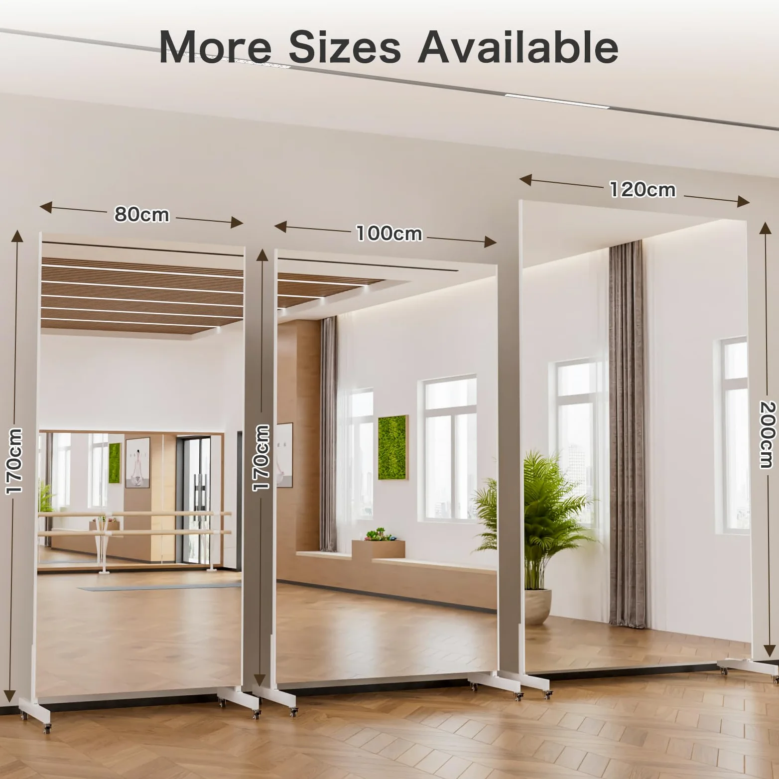 brisafe Specchio Palestra Grande, 120 x 200 cm Specchio da Terra Moderno con Base a Ruote, Nano-Specchio, Super Leggero e Infrangibile per Yoga, Terapia, Spogliatoio, Nero