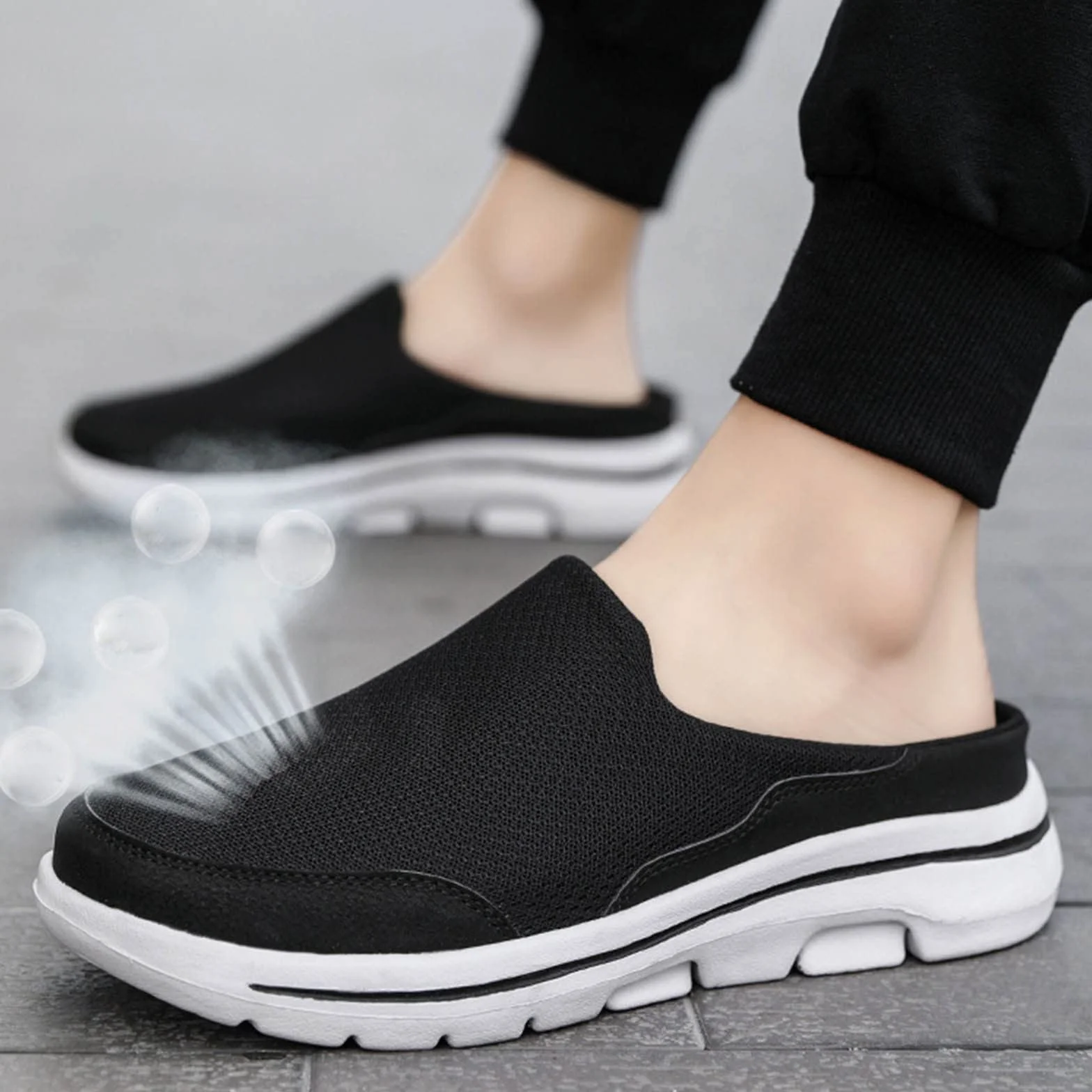 Mules da uomo in rete traspirante slip on antiscivolo scarpe da passeggio