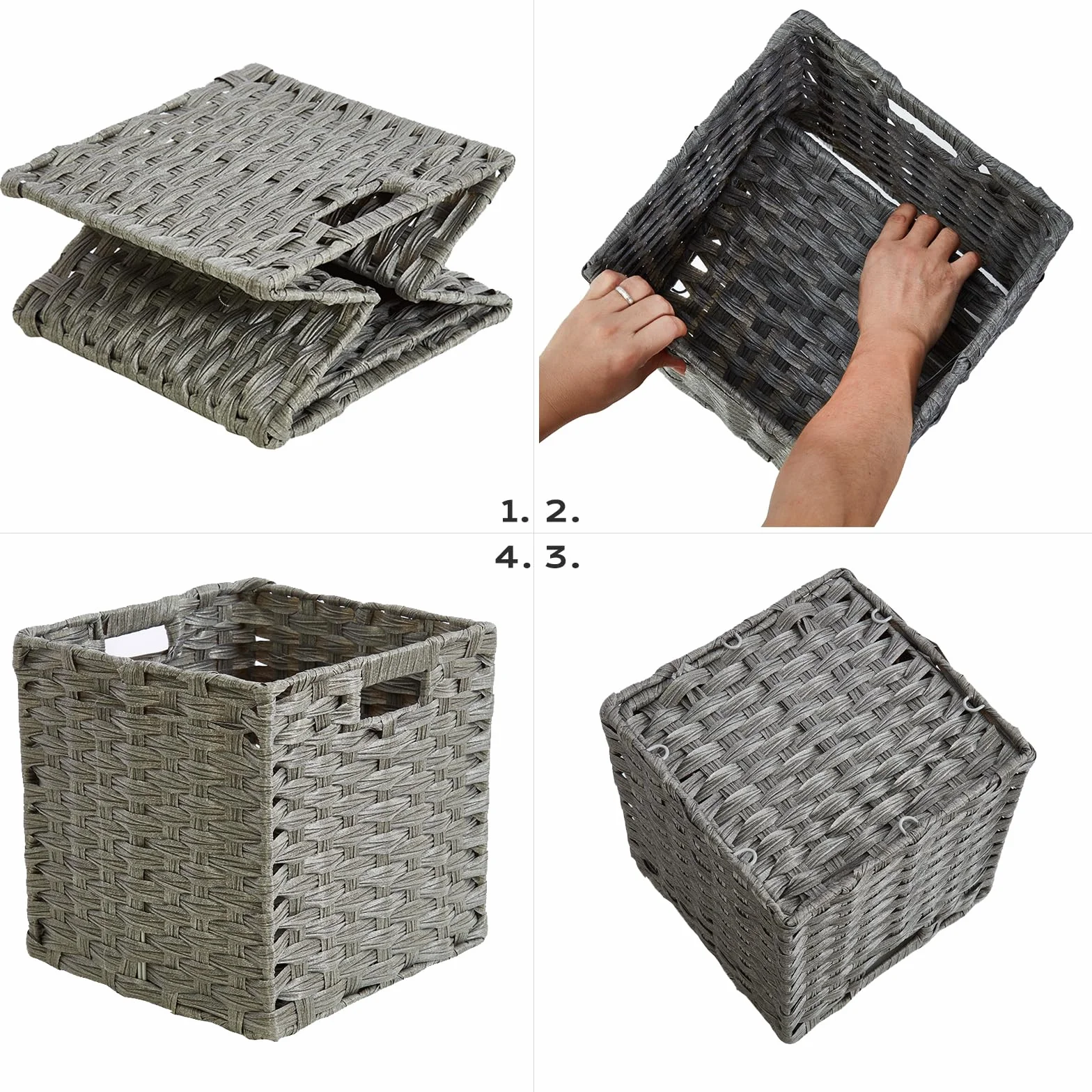 MANGATA Cubi portaoggetti 28 cm cesto intrecciato polipropilene Grigio cenere 2 pezzi