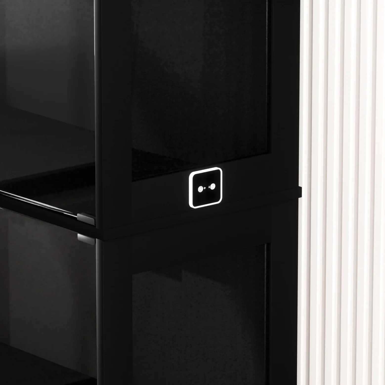 Vetrinetta in vetro con illuminazione LED e sensori intelligenti, vetrina a 4 livelli per collezioni, per soggiorno, camera da letto e ufficio, nero, 80 x 35 x 165 cm
