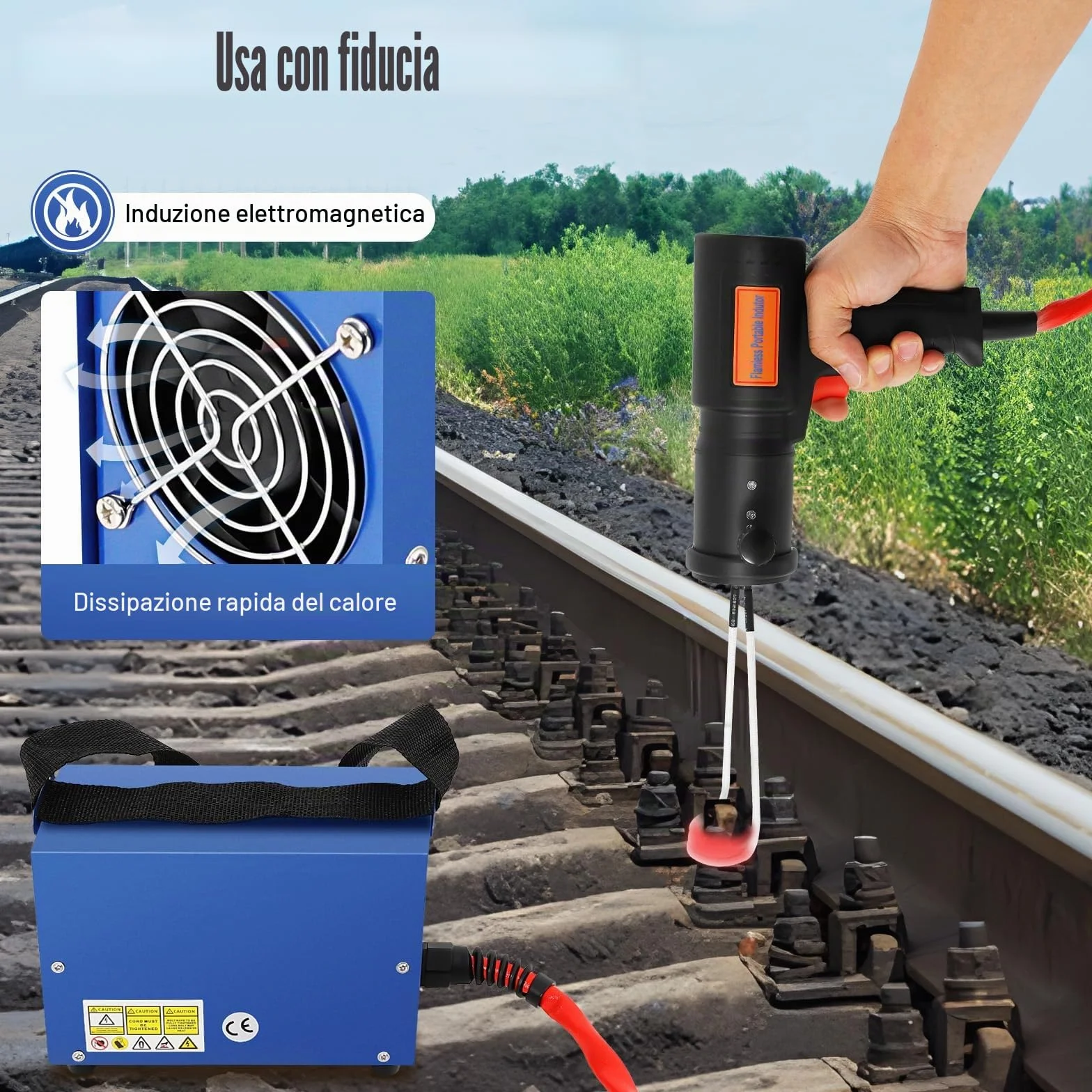 Riscaldatore a Induzione 1500W 1000°C Magnetico Senza Fiamma con 4 Bobine