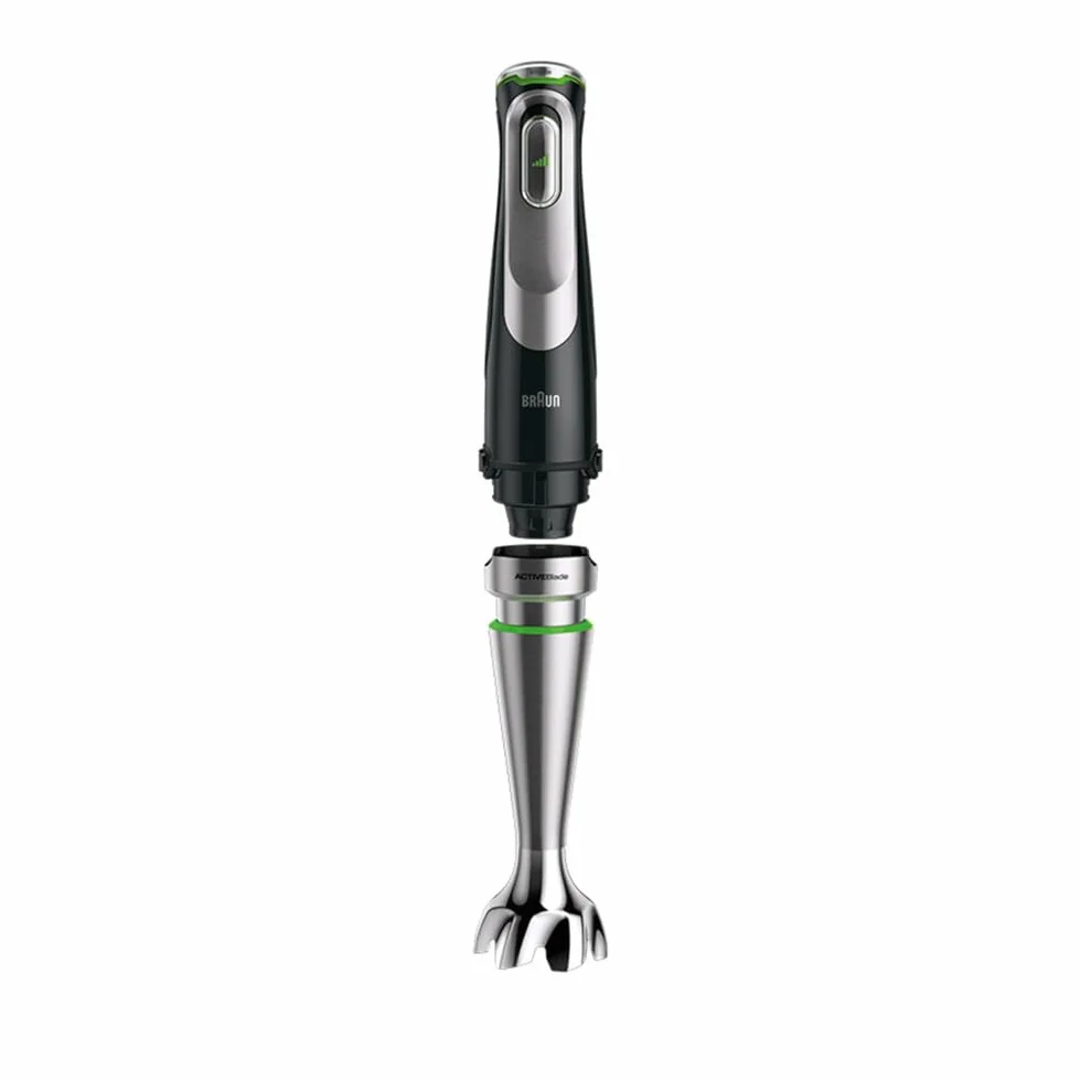 Braun MultiQuick 9 - Frullatore a Immersione Anti Splash, Selezione di Velocità Precisa, Active PowerDrive, Frullatore a Caraffa, Tritatutto, Bicchiere 600 mL, 1200W, Nero (MQ9147X)