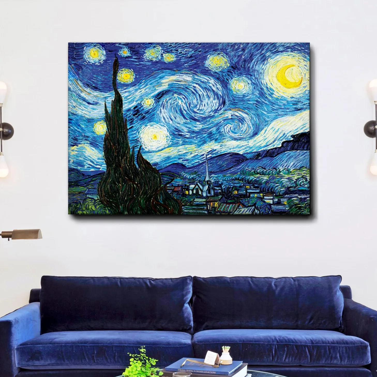 Giallobus - Quadro - Vincent Van Gogh - Notte stellata - Tela Canvas Telaio Premium Alto Spessore - 140x100 - Pronto da appendere - Quadri moderni per la casa