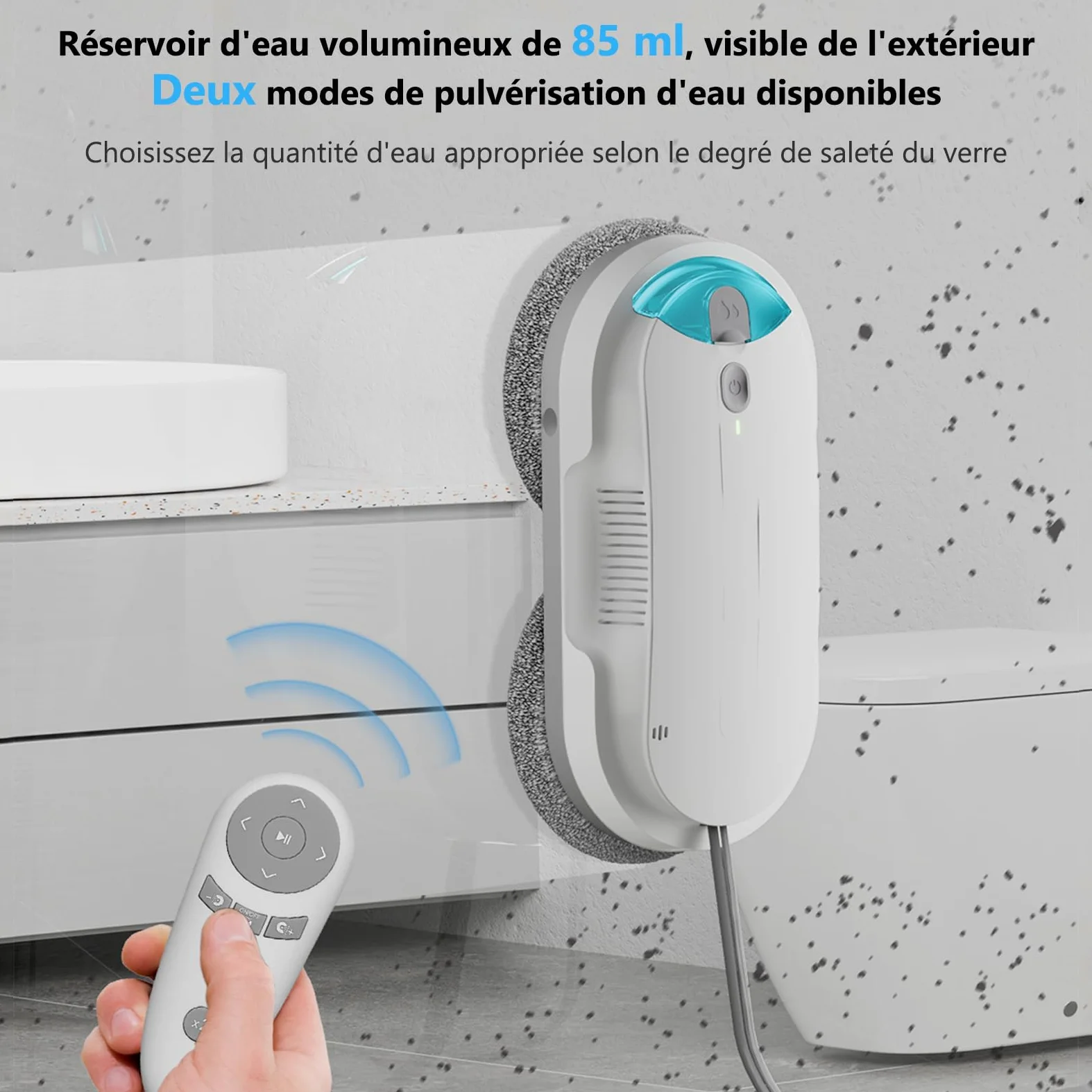 Robot Lavavetri,doppia elica4800-6400pa Robot Lavavetri Automatico con Doppio Getto D'acqua,3 Modalità di Pulizia,Rilevamento Intelligente dei Bordi,Telecomandoe 10 Panni