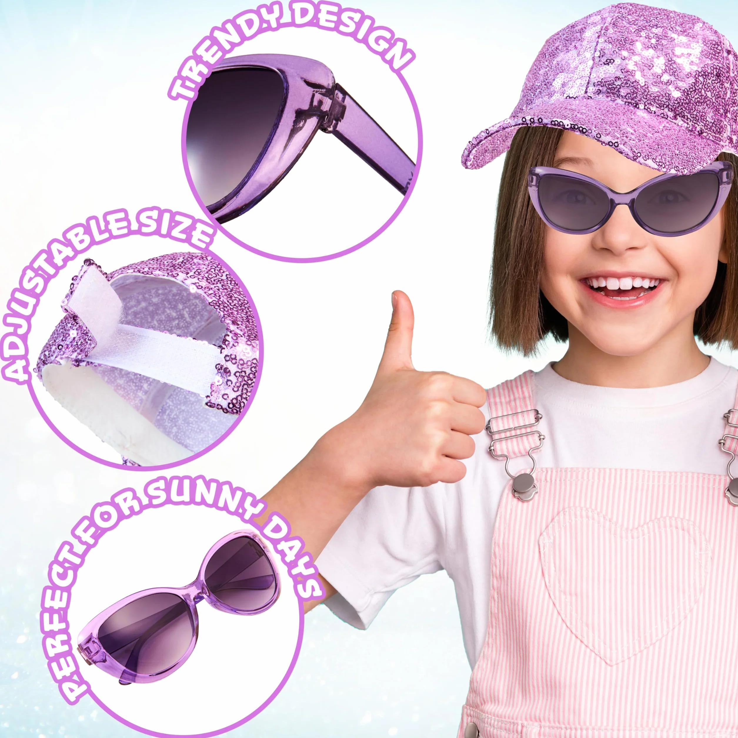 Cappello Baseball Bambina con Occhiali da Sole UV Protezione CityComfort