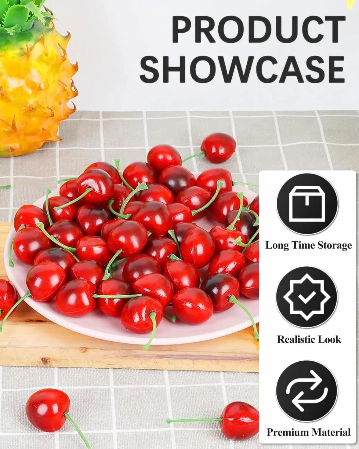 Ciliegie Artificiali 20 Pezzi Decorazione Frutta Finta Realistica per Casa Cucina