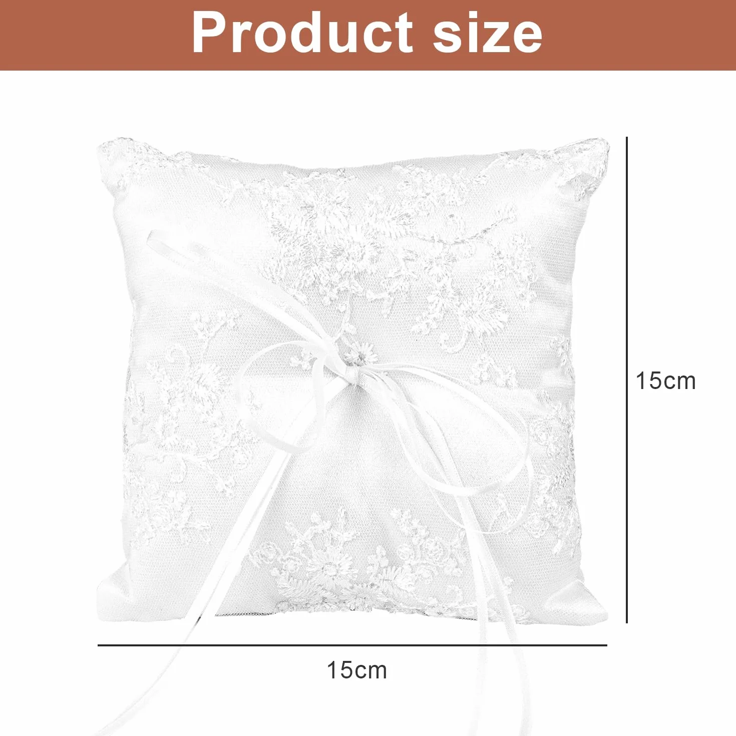 Cuscino Fedi Nuziali Bianco 15x15cm Porta Fedi con Nastro Matrimonio Decorazione