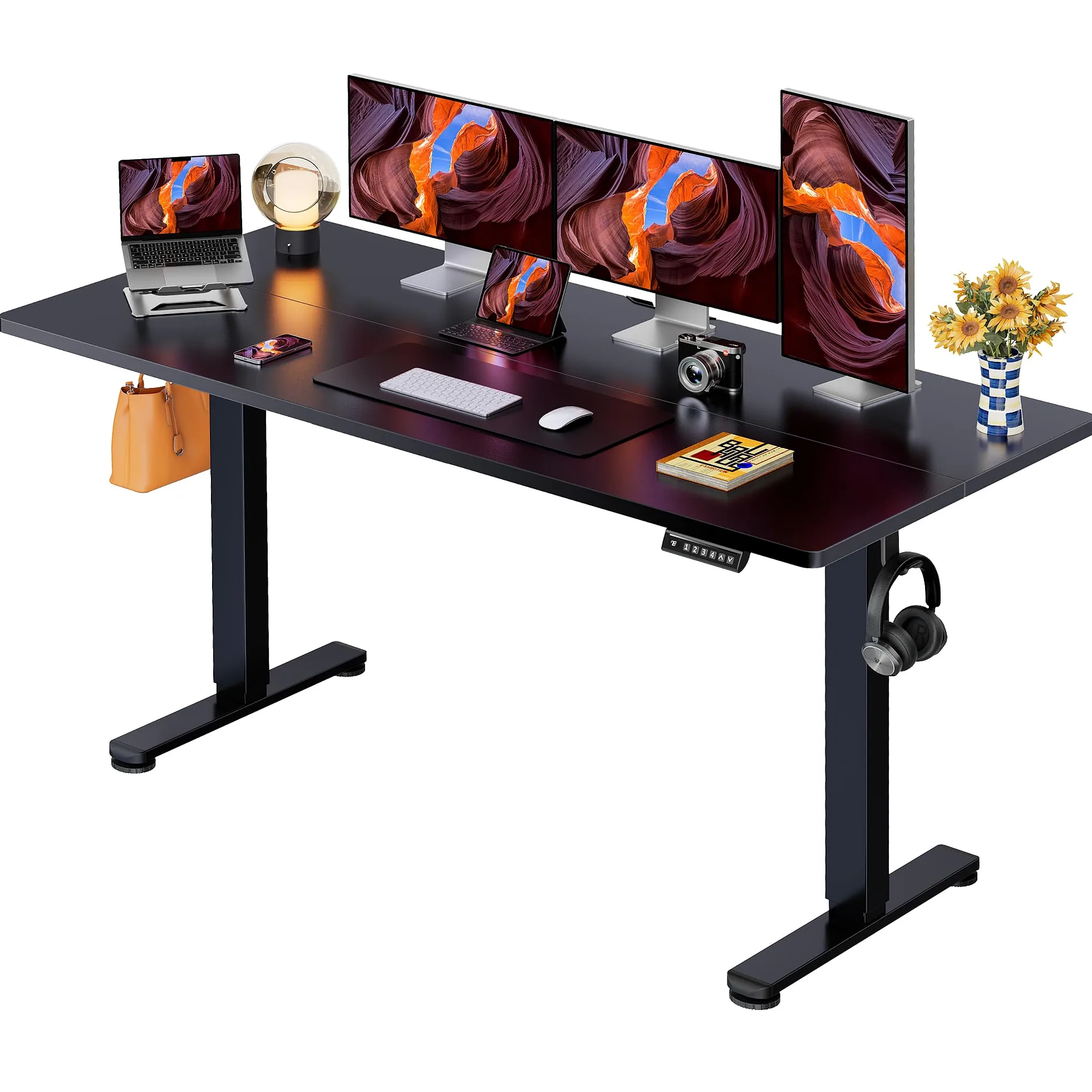 ErGear Scrivania Regolabile in Altezza, Scrivania Regolabile da Stazione in Piedi con Pannello Smart a 4 Memorie e Tavola Splice (160 x 80 cm, Nero)