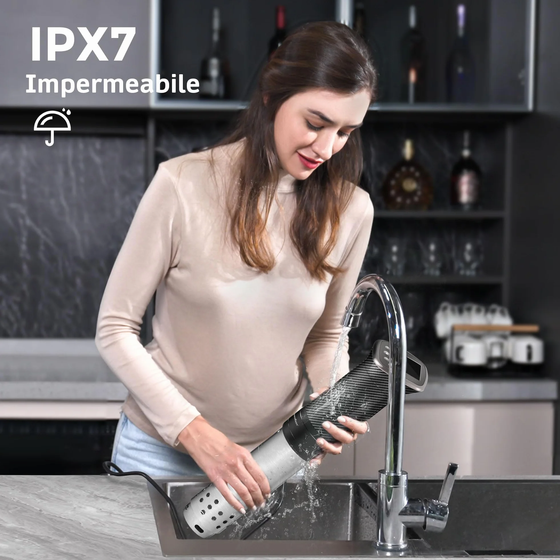 KitchenBoss Roner Sous Vide Professionale 1100W IPX7 Wi-Fi TFT Display