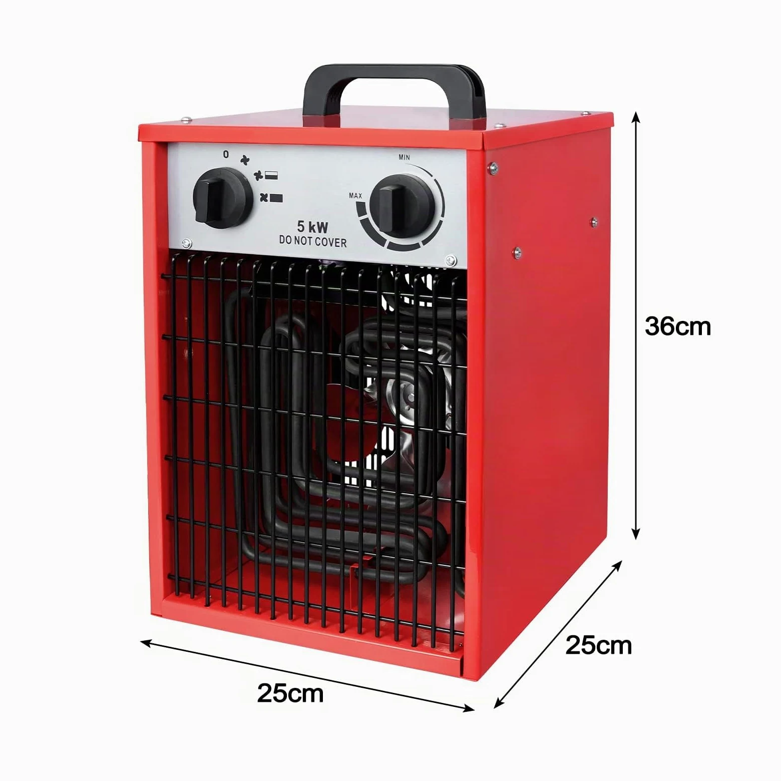 LARS360 Termoventilatore elettrico a risparmio energetico 5000 Watt – Riscaldamento industriale professionale con 3 livelli di riscaldamento, riscaldatore elettrico per uso interno ed esterno
