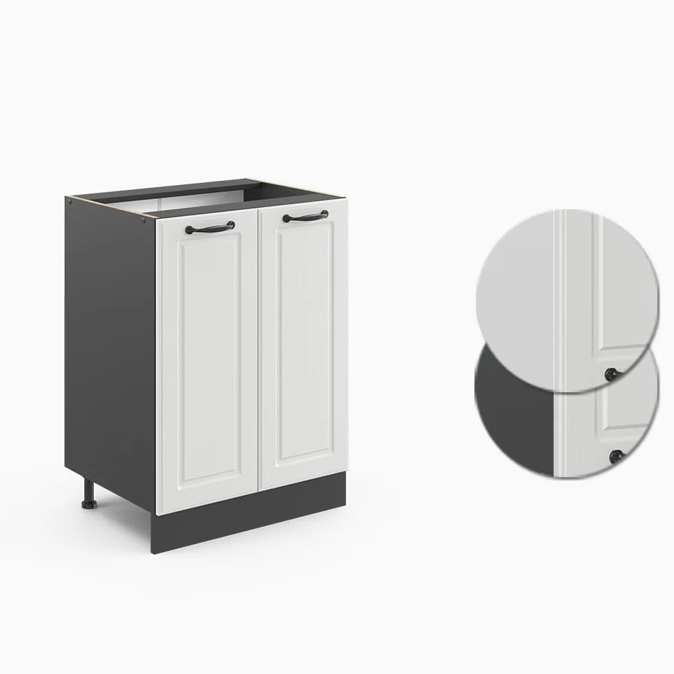 Vicco Mobiletto base cucina R-Line, Bianco rustico, 60 cm senza piano di lavoro, per la libera combinazione all'interno di sistemi cucina modulari