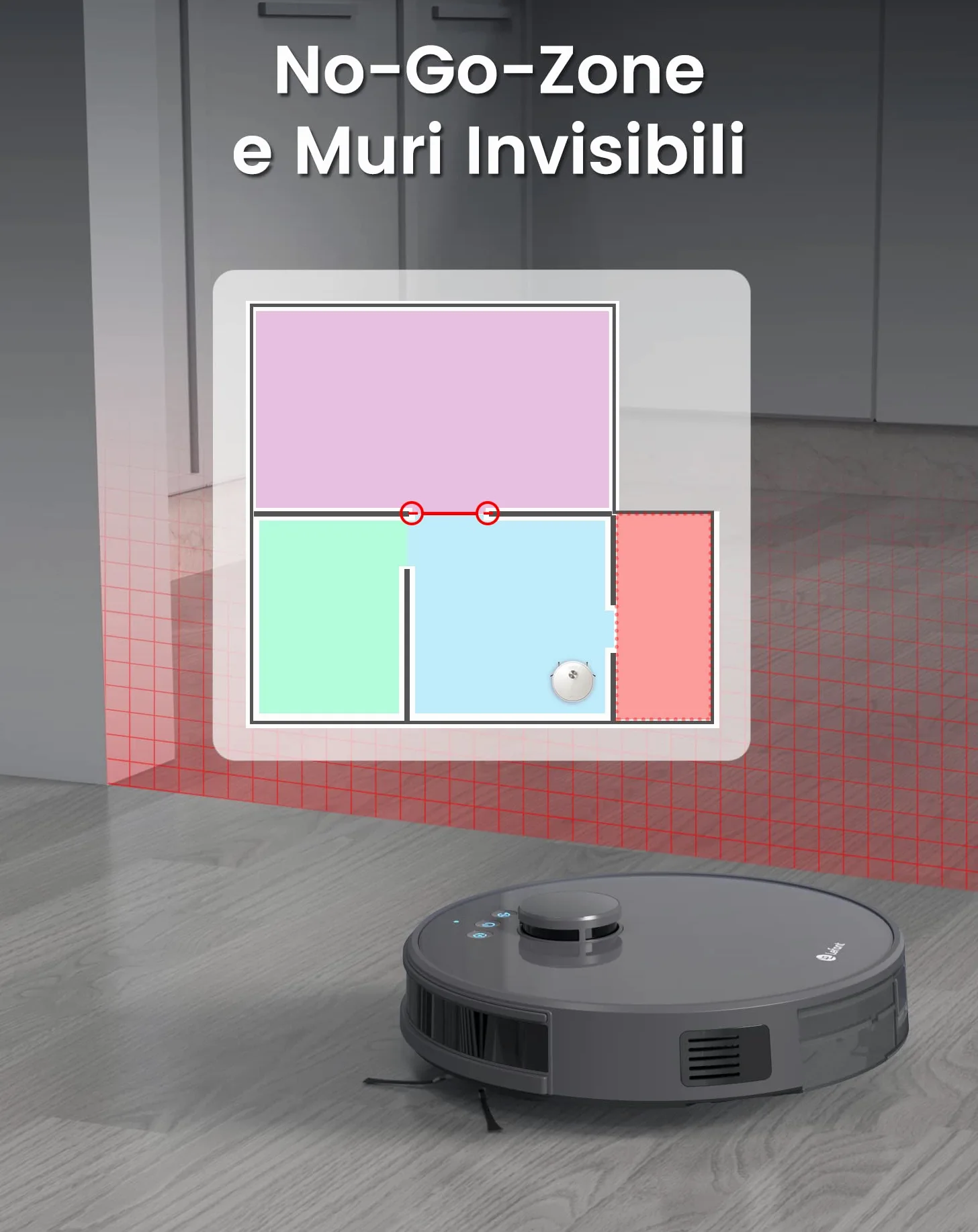 Lefant M1 Robot Aspirapolvere Lavapavimenti con Mappatura Laser dToF, Doppia Spazzola Laterale, 5500Pa, Batteria 4000mAh 200 Min, Controllo APP Alexa Google, Design Slim per Case Moderne, Grigio