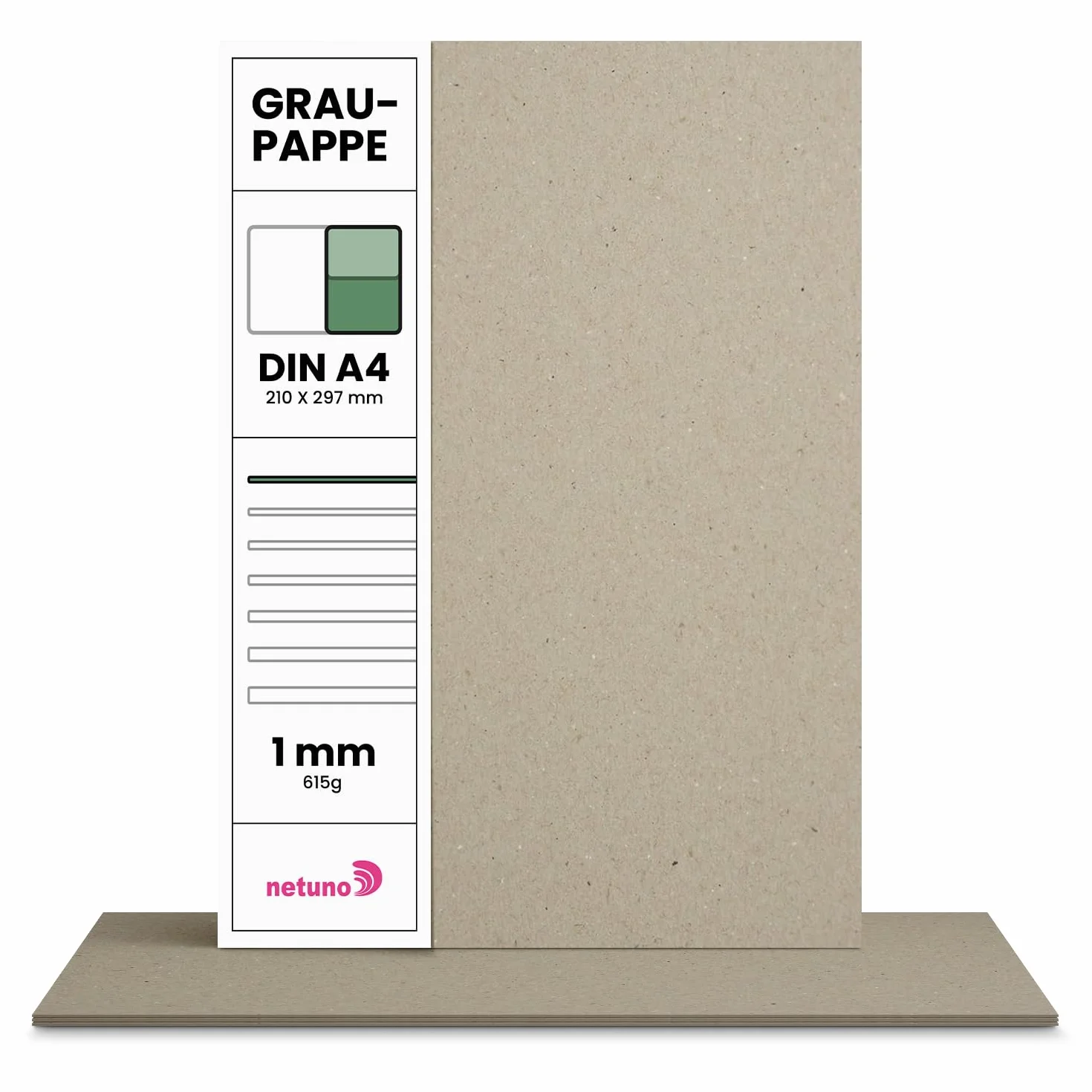 Netuno 20x Cartone Grigio A4 21x29,7 cm 615g 1 mm Cartoncino Rigido Ecologico per Rilegatura Modellismo