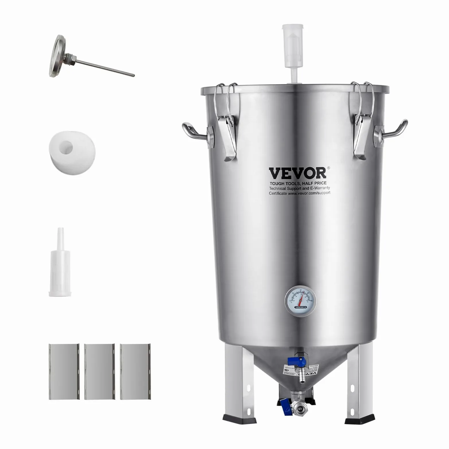 VEVOR Sistema di Produzione di Birra, Dispositivo per Produzione di Birra fermentatore in Acciaio Inox capienza 30 L, Fermentatore a Secchio per Birra, Accessori per Produzione di Birra