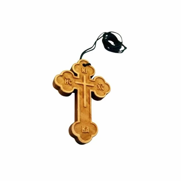 IconsGr Collana con ciondolo religioso greco cristiano ortodosso con croce in legno 32