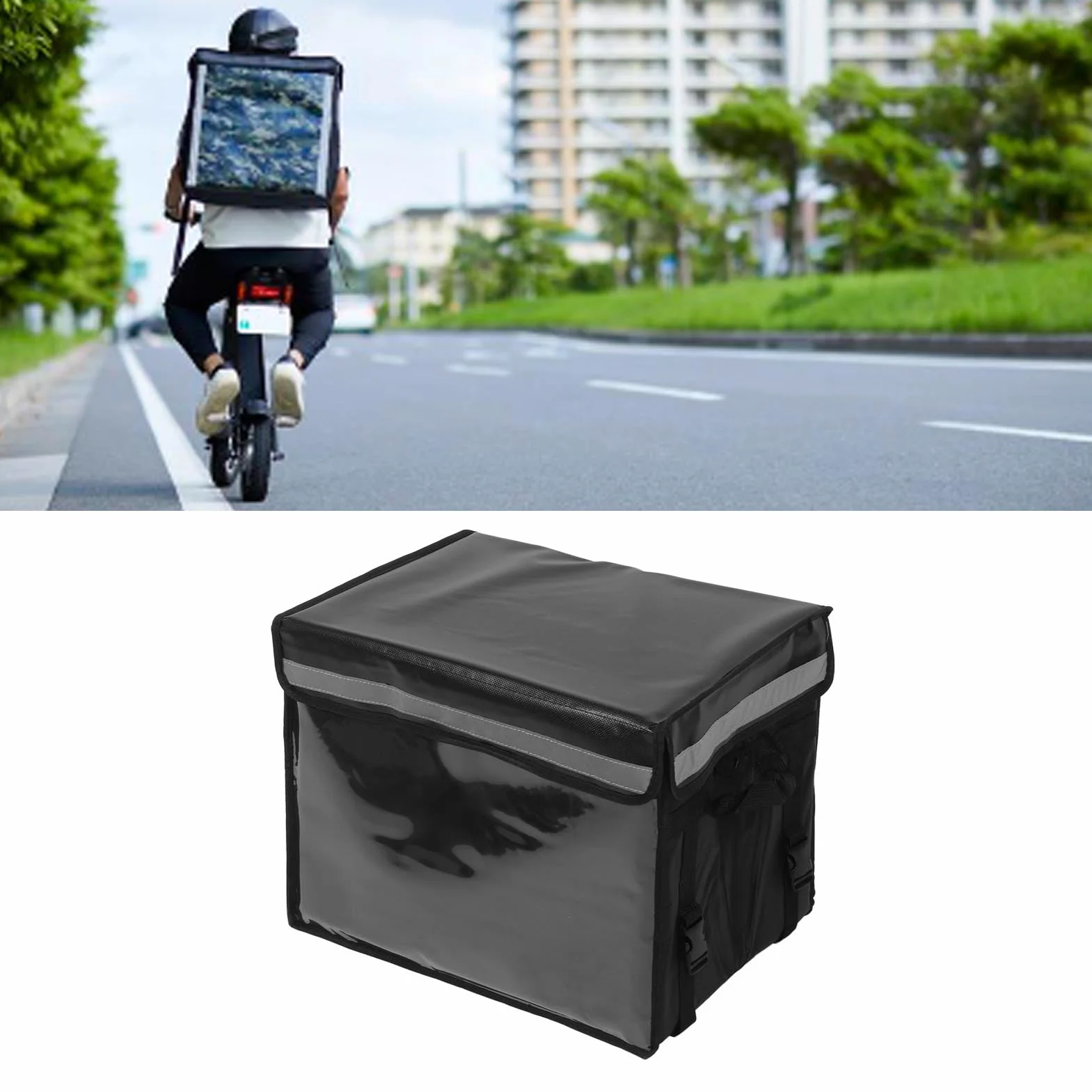 Borsa Termica per la Consegna degli Alimenti, Borsa Termica di Grande capacità per Pasti Caldi e con Fodera in EPS e Supporto per Bicicletta, Ideale per Fare la Spesa e Viaggiare (80L)