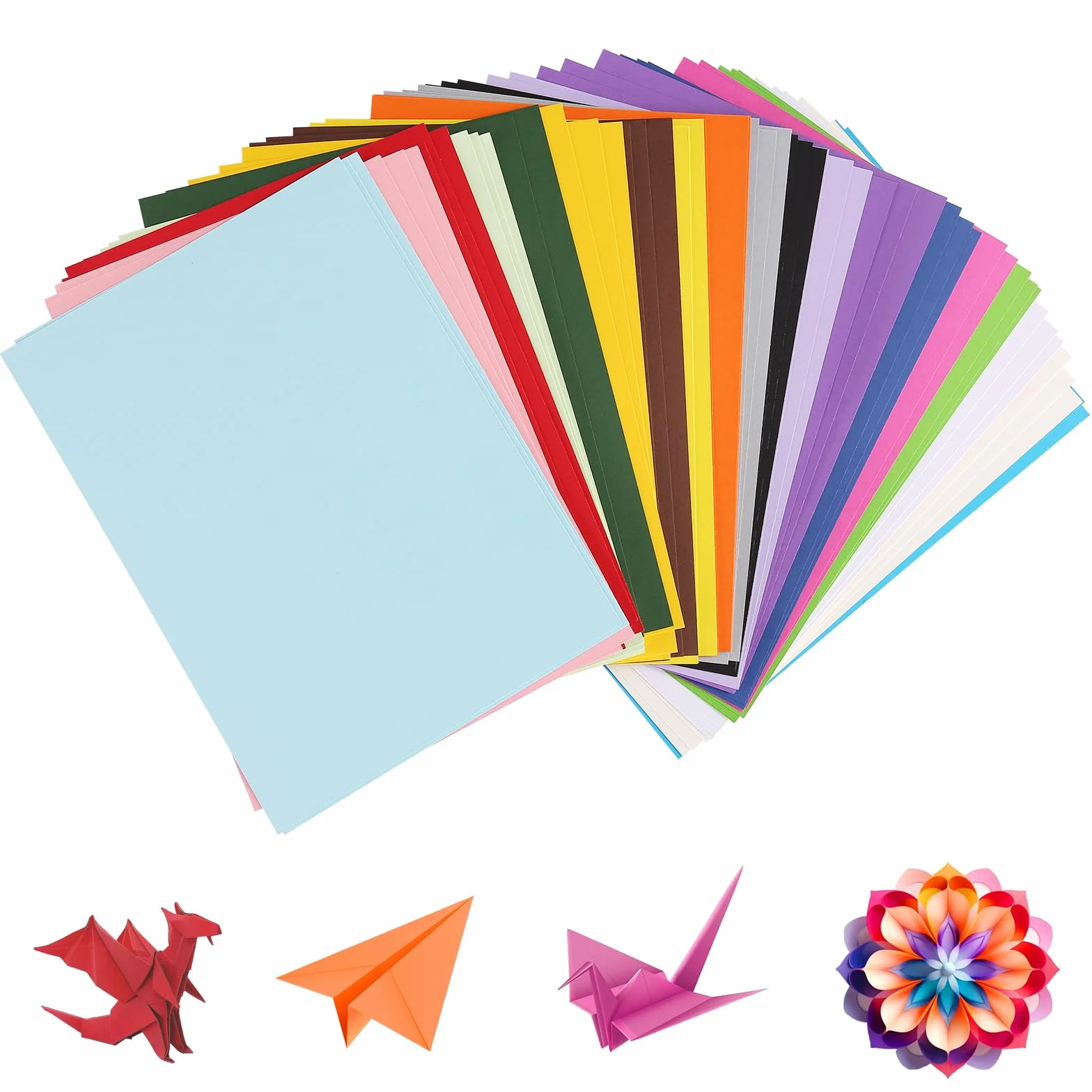 Set cartoncini colorati A4 60 fogli origami 250g/m² 20 colori per bambini