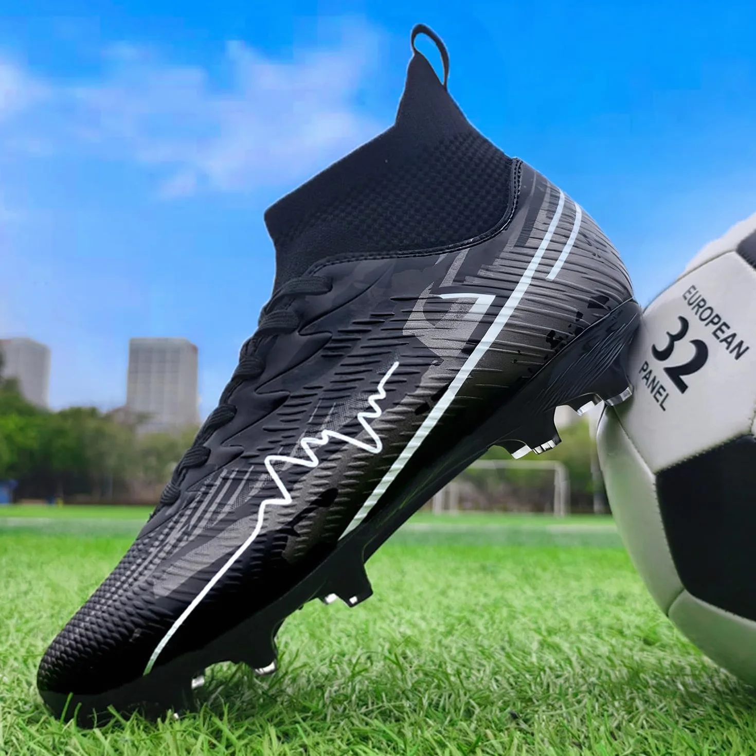 Scarpe da Calcio Uomo All'aperto Sportivo High Top Spikes Tacchetti Teenager Training Scarpe da Calcetto Scarpe Sportivo Unisex
