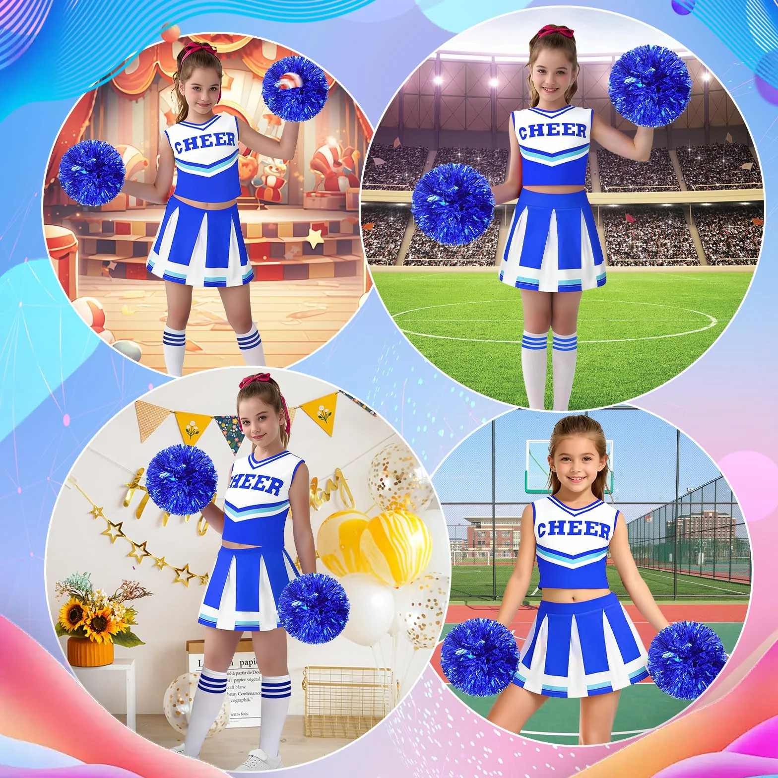 Luckyou Cheerleader Costume Carnevale con Pompon e Calzini