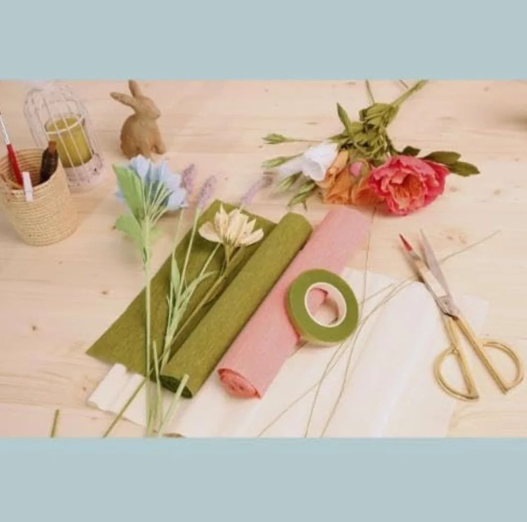 Clairefontaine 10 Rotoli Carta Crespa 25x100 cm 160g 250% Elasticità Fiori Pastello