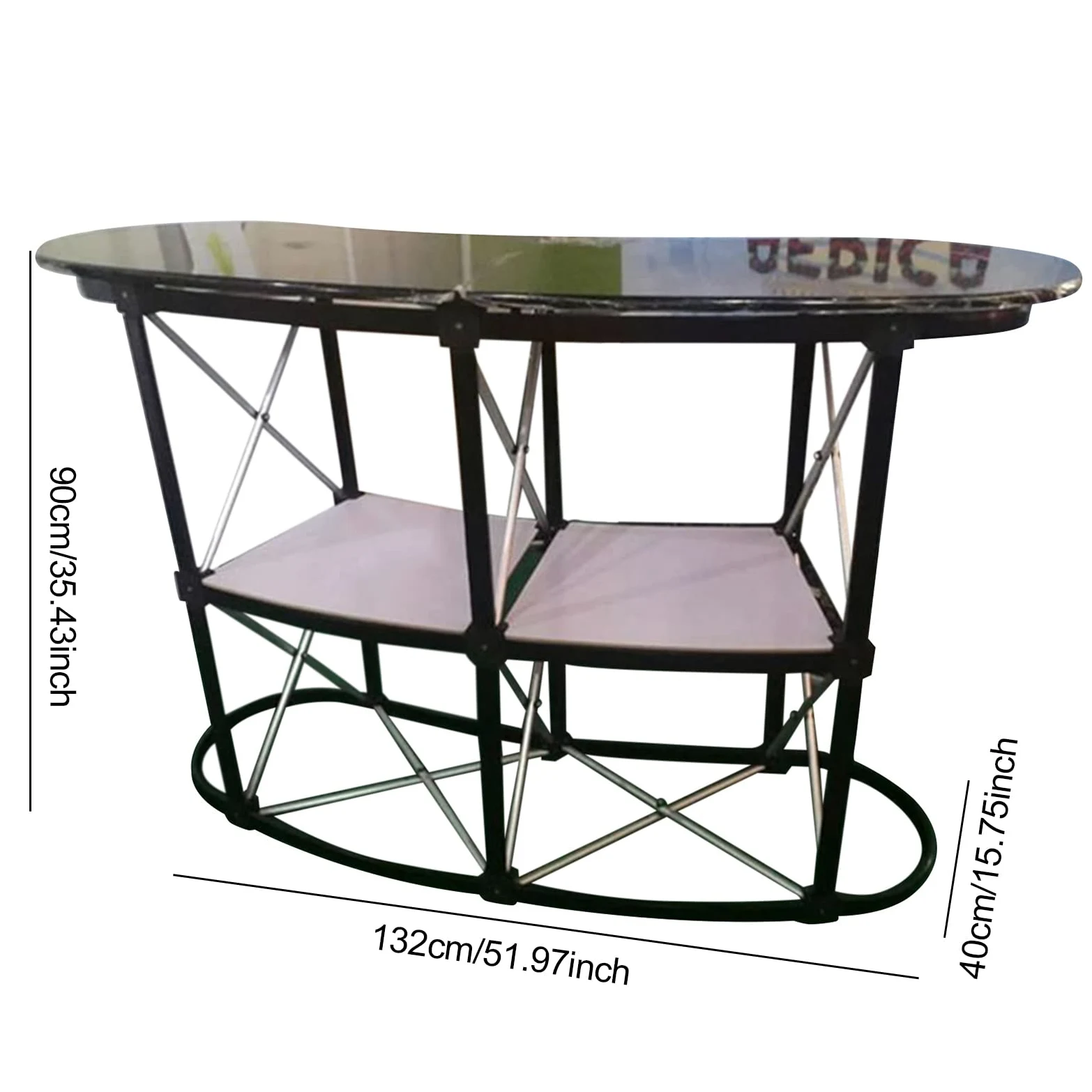 Banco espositore per fiere con telaio a tensione portatile Supporto per mostre Tavolo promozionale da podio 130x40x90CM Scrivania pieghevole bianca per fiere