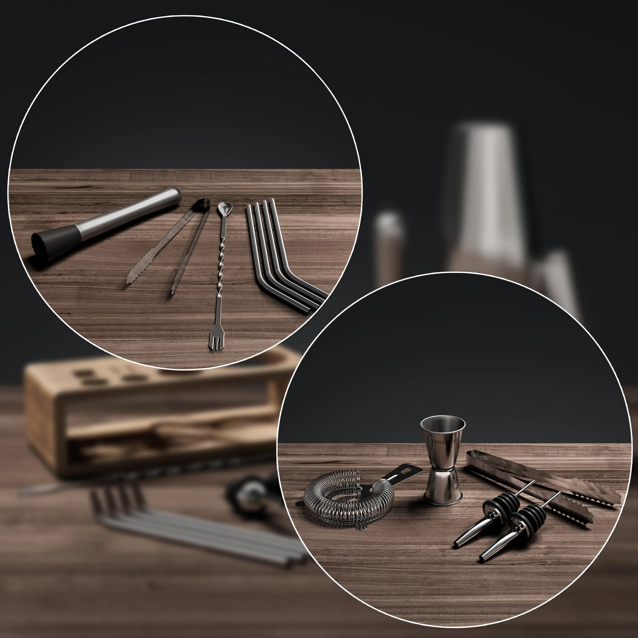 Professionale Boston Shaker Cocktail Set con Soporte Acciaio Premium per Mojito Martini Gin Long Drink